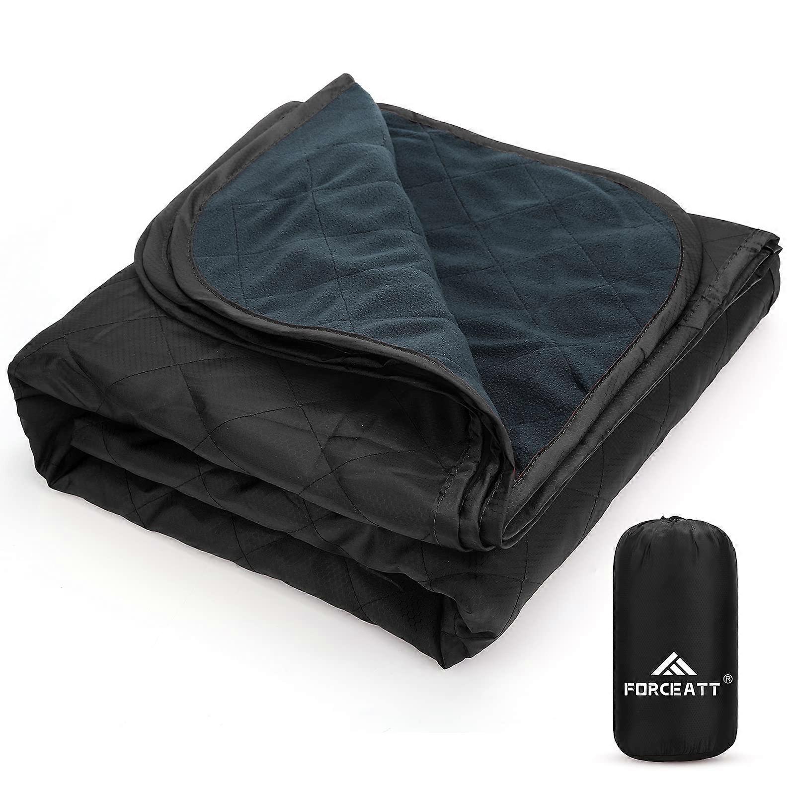 Forceatt Camp Blanket, 79 'X 57' large open blankets, sand -proof, outdoor use, waterproof for 4 seasons. Black