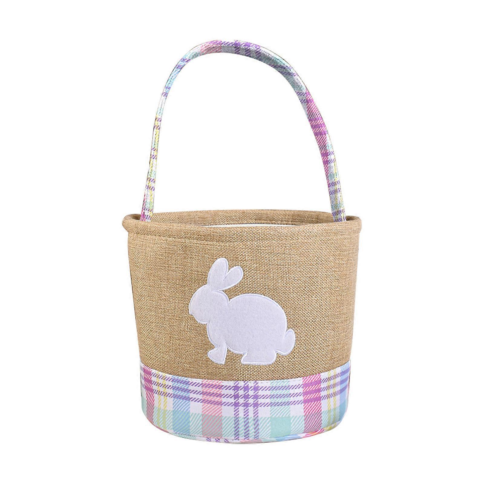 Decorative Rabbit Print Harvest Basket with Handle For Seasonal Display Family Gatherings And Toy Collection  Pink