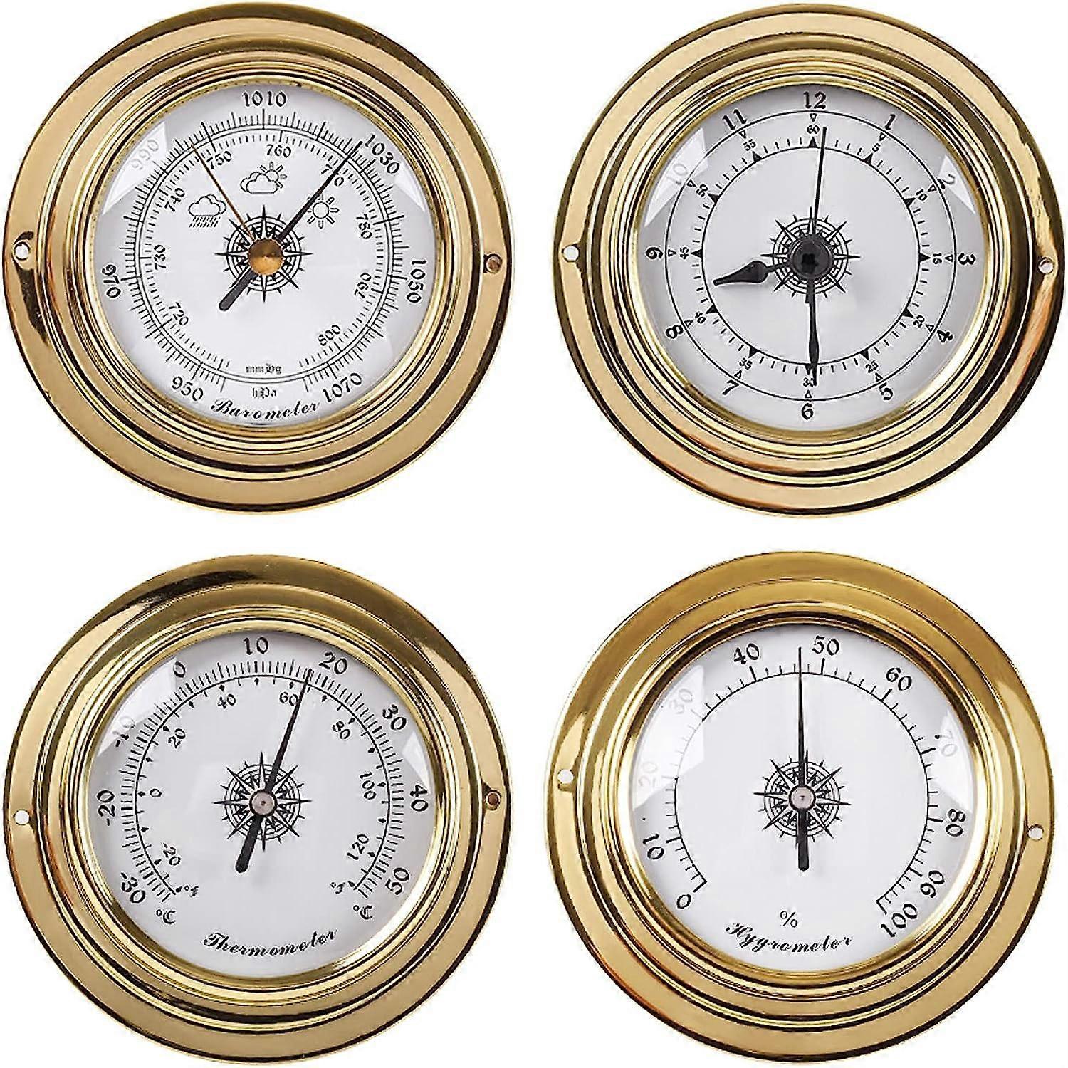 Traditional Weather Station Barometer with Perspective Dial - Round Air Pressure Gauge for Home Decor, Vintage Style