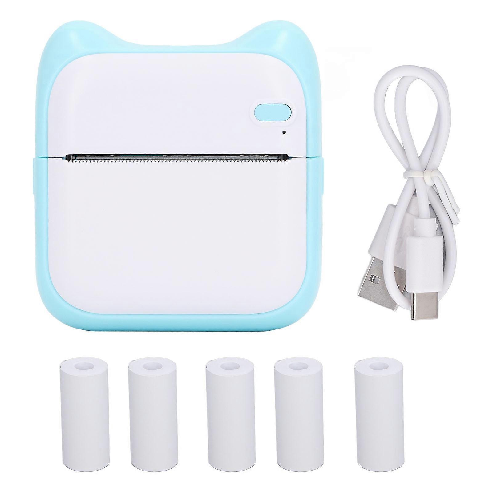 Mini Pocket with 5 Rolls Paper Bluetooth Printer Thermal Printing Machine for Label Photo Error Notebook