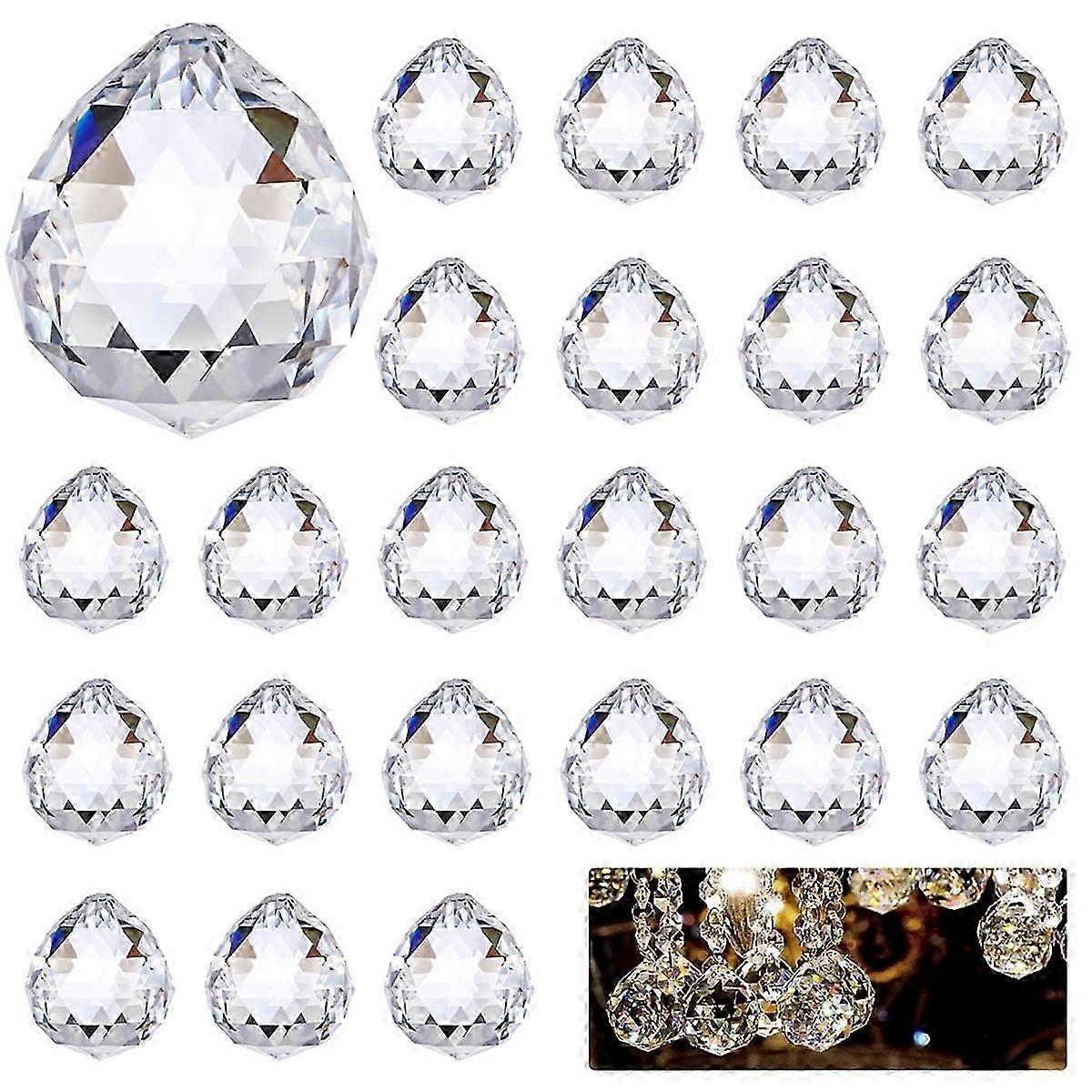 クリスタルサンキャッチャー 24個 0.8インチ/20mmクリスタル 吊り下げ用 吊り下げガラスプリズム 窓飾り クラフト 結婚式