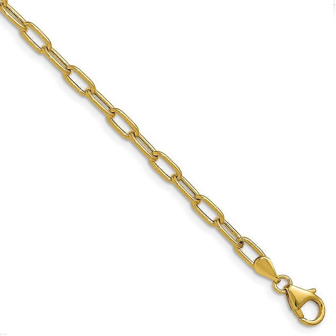 14Kイエローゴールド3.7mm半固体ペーパークリップチェーンブレスレットリンク-女性と男性のためのブレスレット-長さ:7〜8