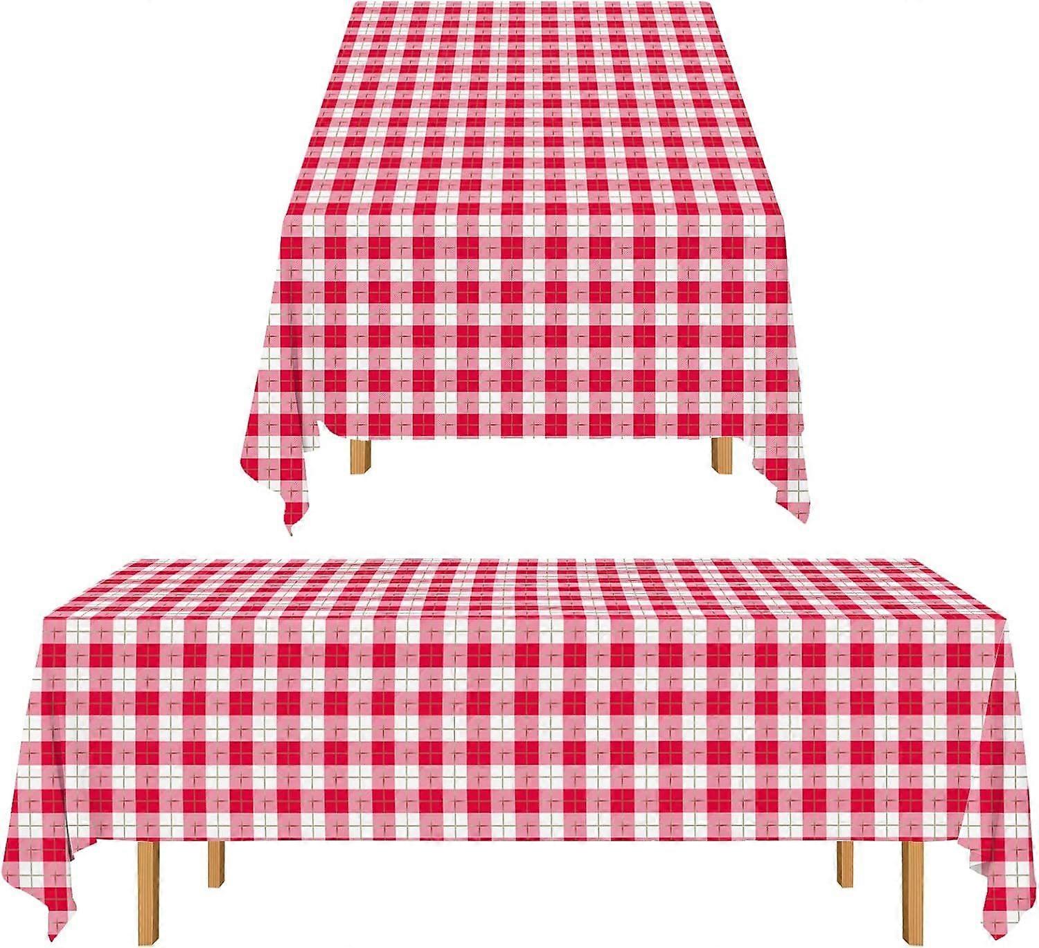 2025 Latest Model 3PCS Red White Gingham Rectangular Waterproof Tablecloth