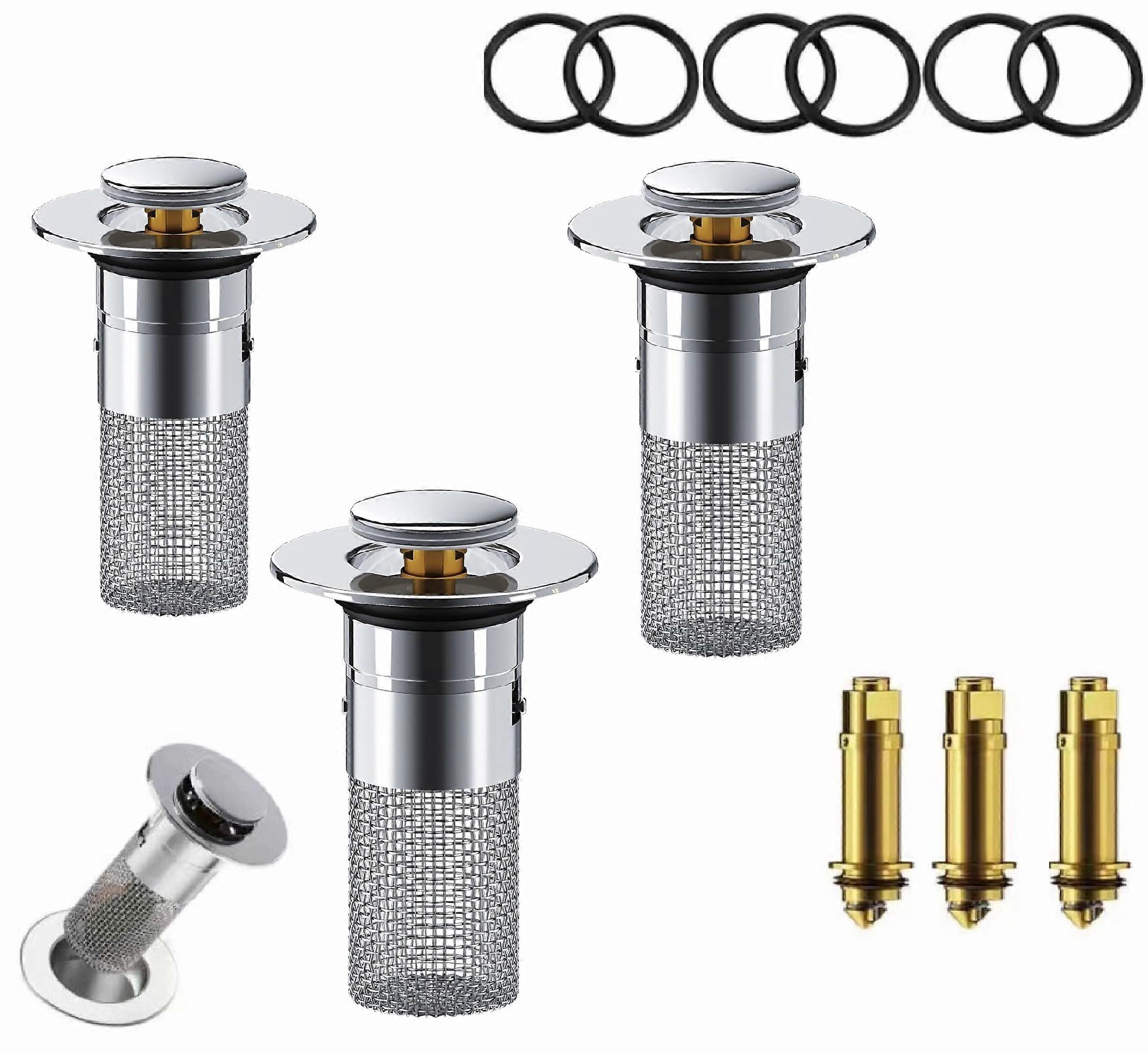 Bathroom Sink Stopper Hair Catcher Pop-Up Bounce Core Basin Drain Filter with Removable Stainless Steel Filter Basket