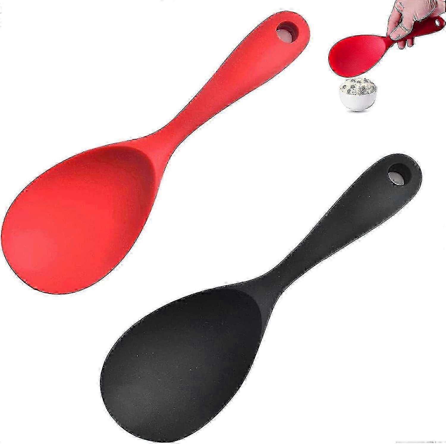 Kitchen Silicone Nonstick Spoon 2 Pieces Silicone Spoon Set Kitchen Cooking