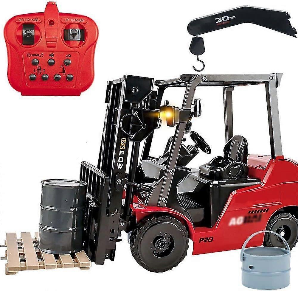 Rc Construction Truck,Zabawka budowlana do wózków widłowych Rc w skali 1:8,11-kanałowy wózek widłowy Rc z hakiem,2,4 GHz elektryczny wózek widłowy Rc ze światłem i dźwiękiem LED