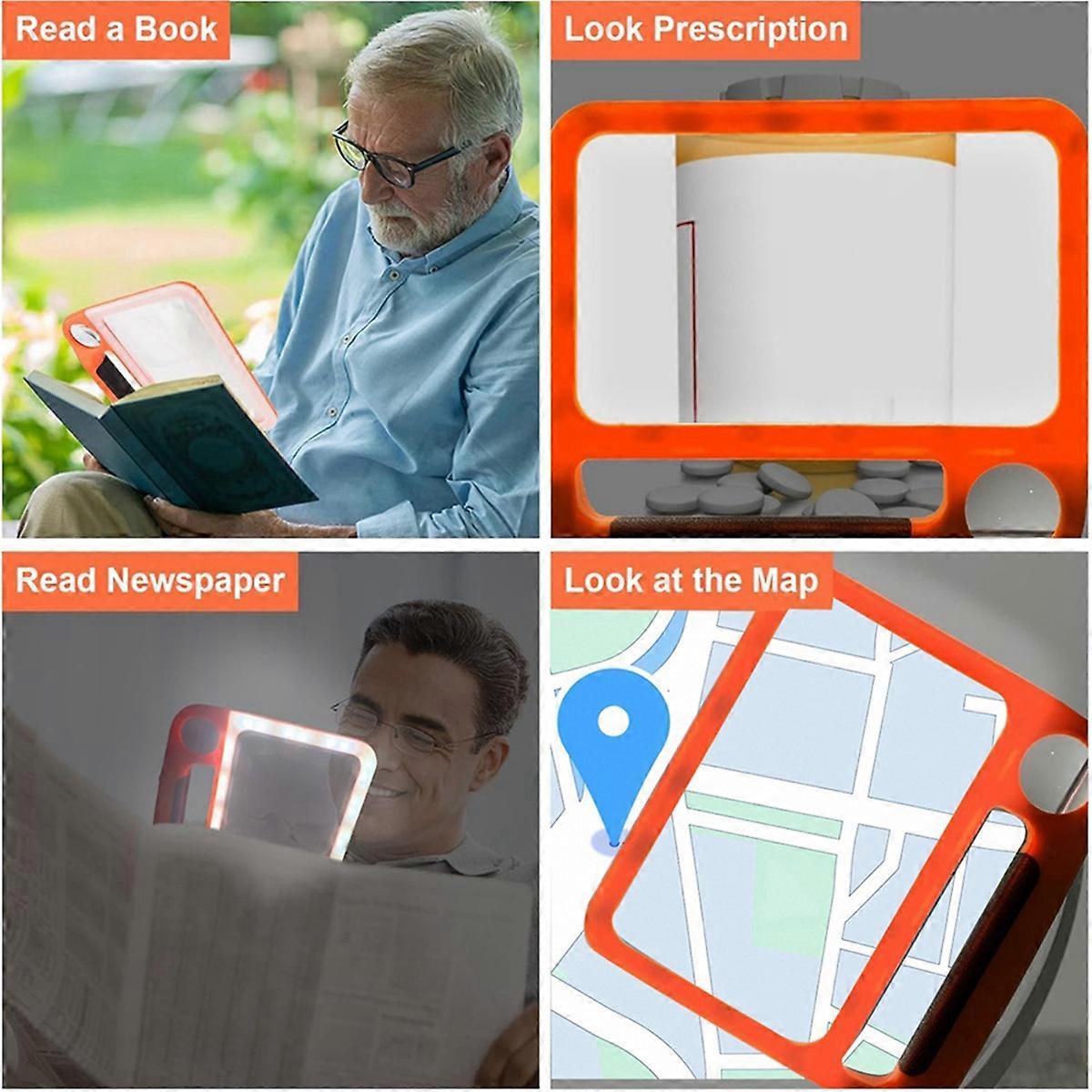 Rechargeable Magnifying Glass for Reading, 5X 10X Page Magnifier Glasses with Lights for Seniors Eld