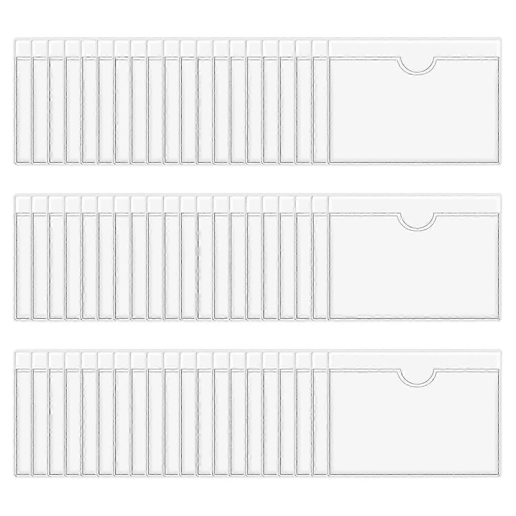 60Pcs Self-Adhesive Label Holder Card Pockets Label Holder Clear Library Card Holders with Top Open for Index Cards
