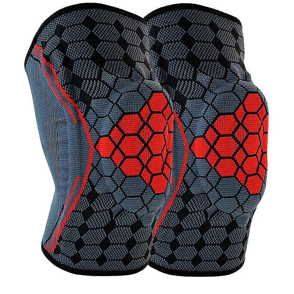 1Pair Sports Knee Compression Sleeves Knee Braces Support for Gym Workout Running Cycling Basketball Weightlifting Joint Pain Relief,Red,L