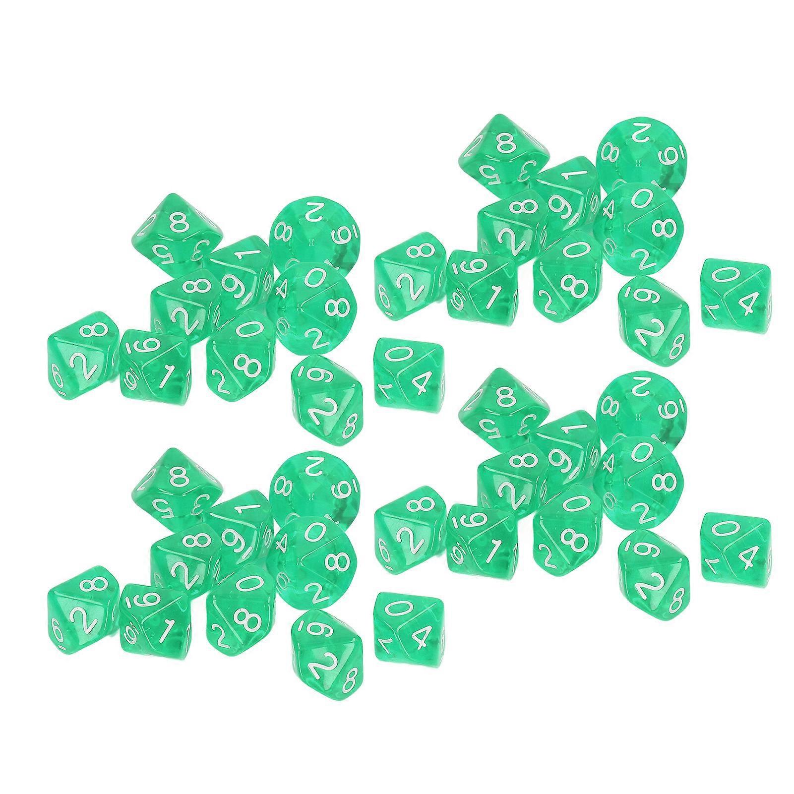 40 PCS Numbers Dices 10 Side Plastic Polyhedral Dice Set for Board Game Teaching Entertainment