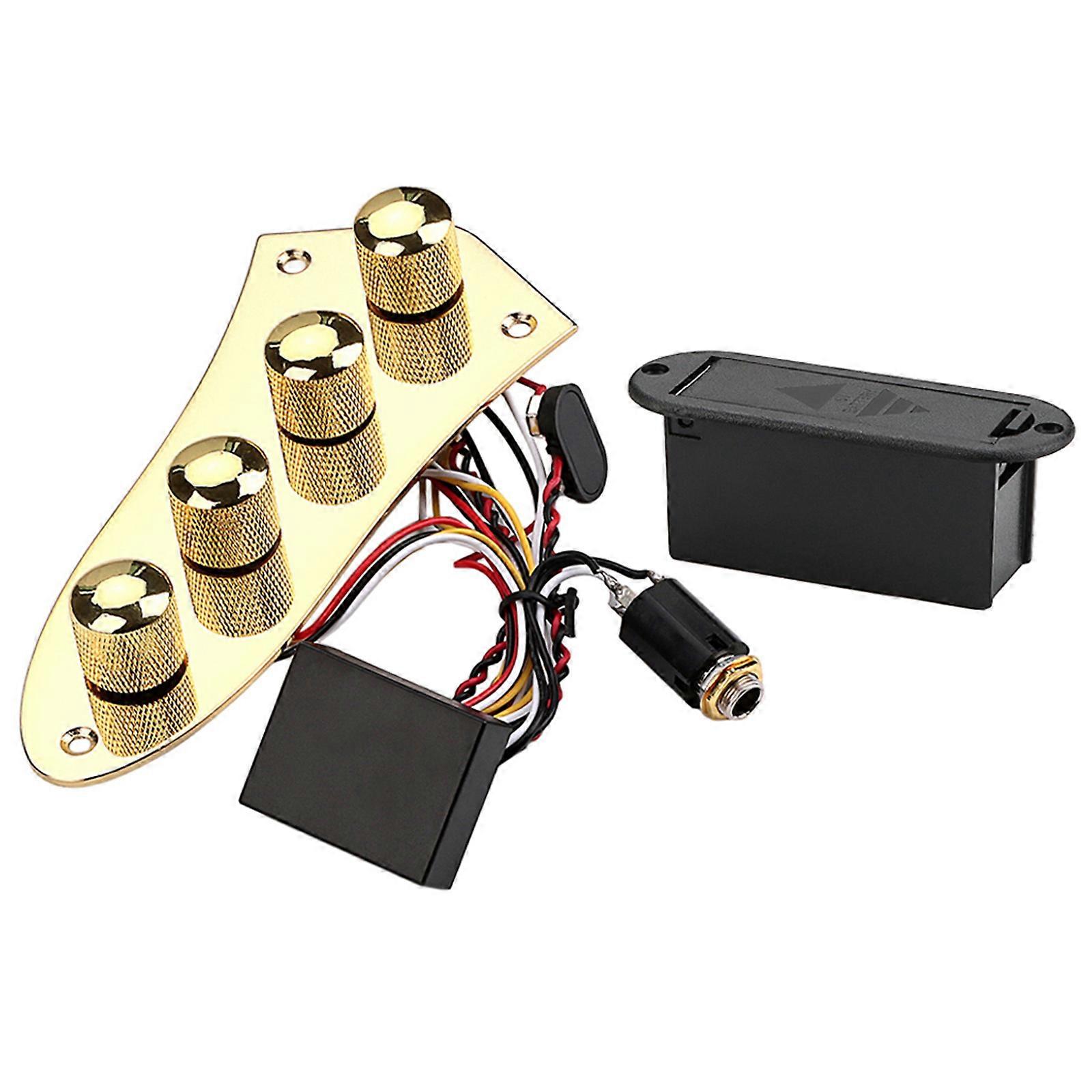 Guitar Control Plate Set Mounting Plate Prewired 4 Way Loaded Switch Wiring Harness Knobs with Mounting Screws Ferrules