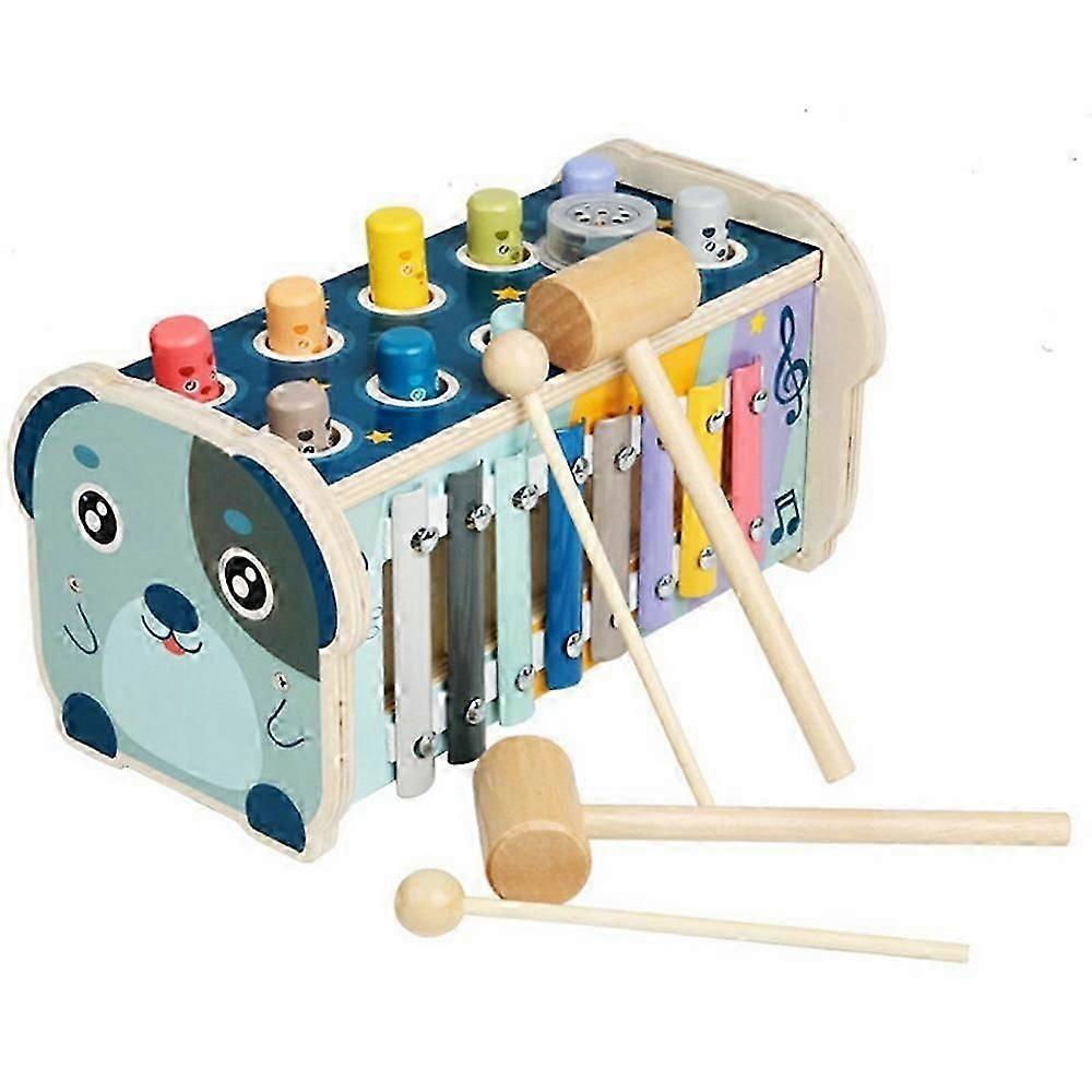 Whack A Mole Xylophone Toy with Puzzle Wooden Educational Beating Game for Toddlers