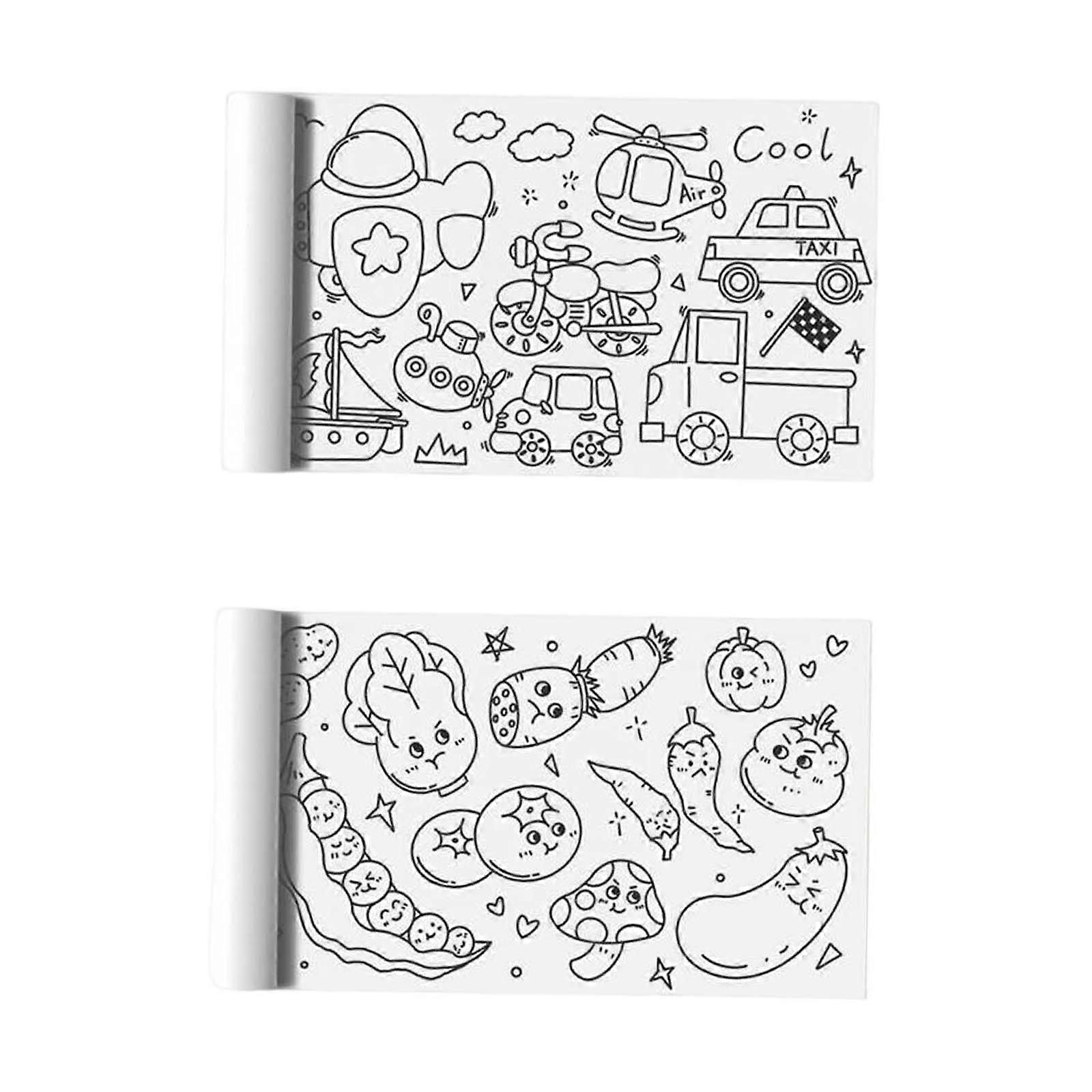2Pieces Coloring Paper Roll, DIY Art Drawing Rich Patterns Wall Coloring Sheets