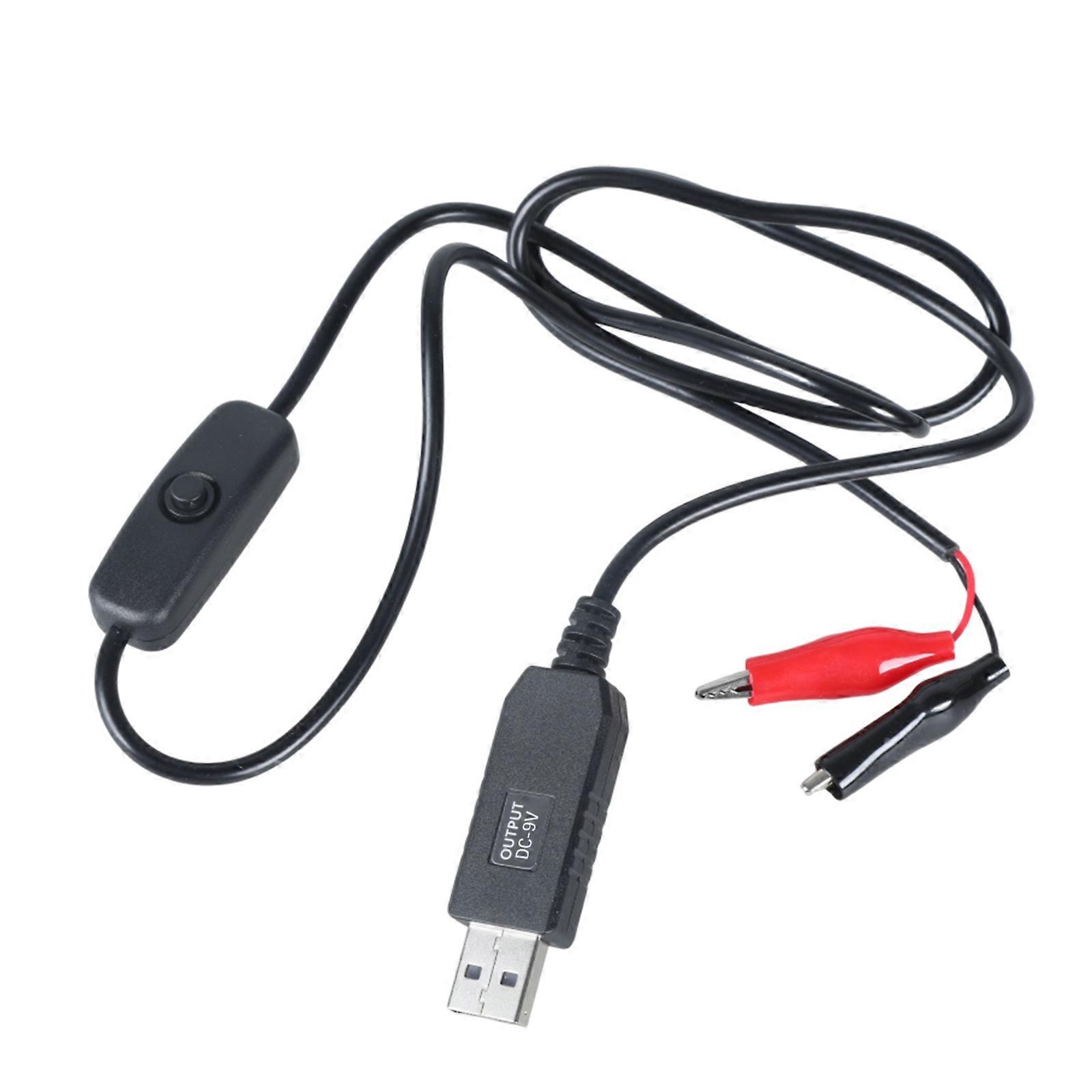 USB To 9V Conversion Cable with 2 Alligators Clips Electric Test Crocodiles Test Clips For Small Electronics