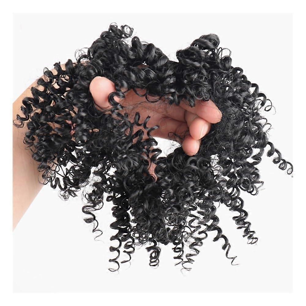 Bun, Black Screw Curl Hair Ring for Ladies Small Curl Ponytail Hair Bun for Women(Flower white)