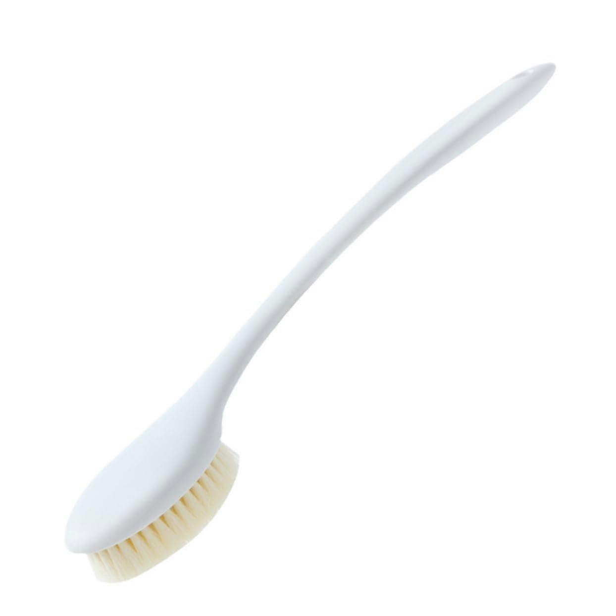 Long Handle Bath Brushes Set of 2 Exfoliating Shower Body Brushes for Back Scrubbing in Blue and White