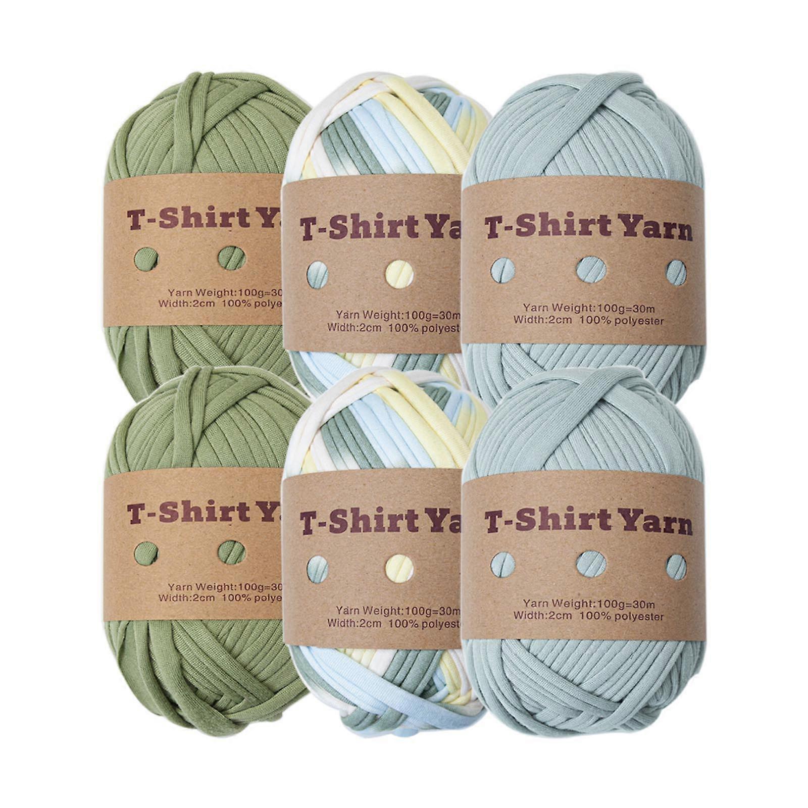 T-Shirt Yarn Collection - A 6-Pack of Vibrant Polyester Threads for DIY Sewing, Weaving, and Embroidery Projects