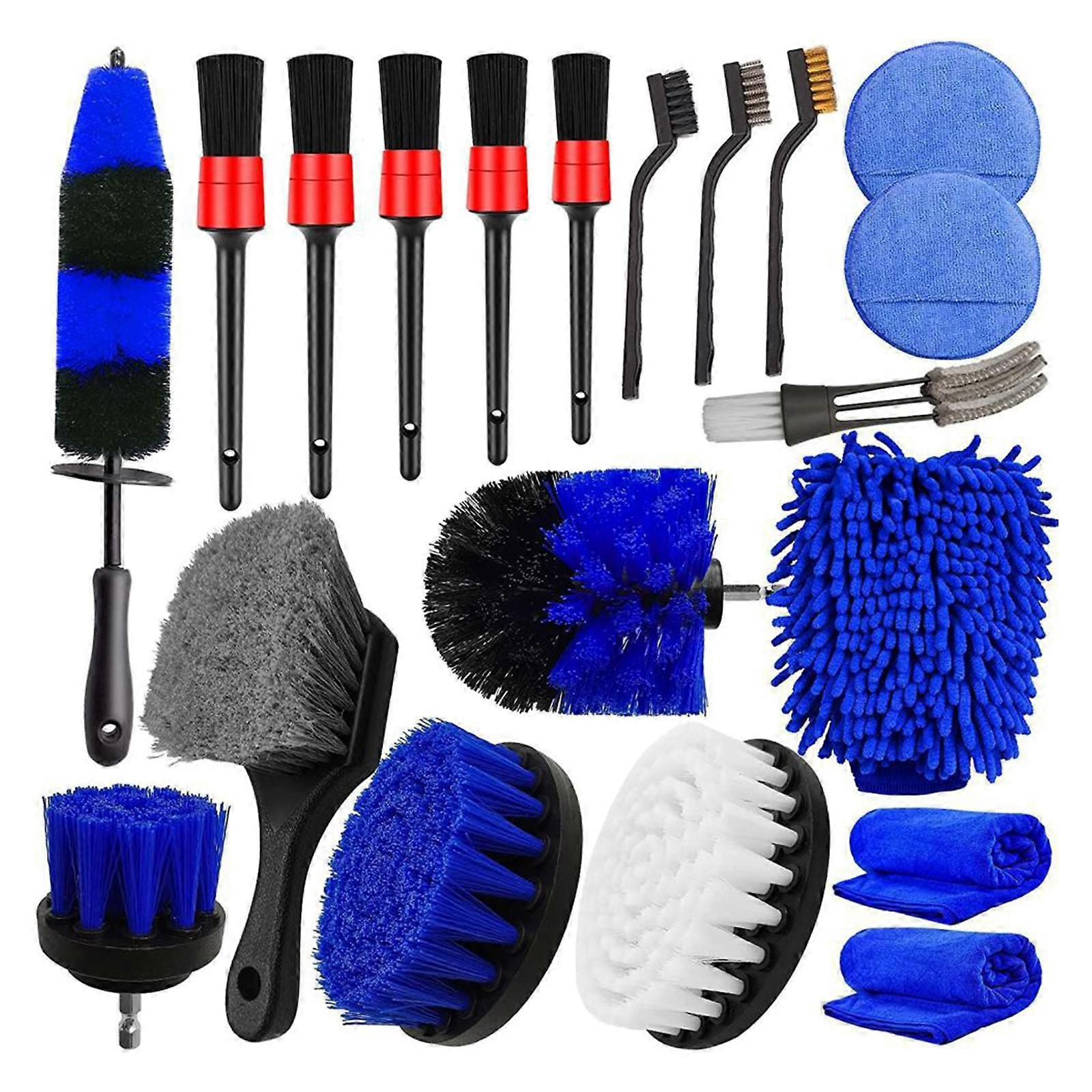 20Pcs Auto Rad Reifen Reinigung Bürste Set, Auto Detailing Kit, Auto Detailing Bürste Set Räder für Felgenbürste Detailing Bürste