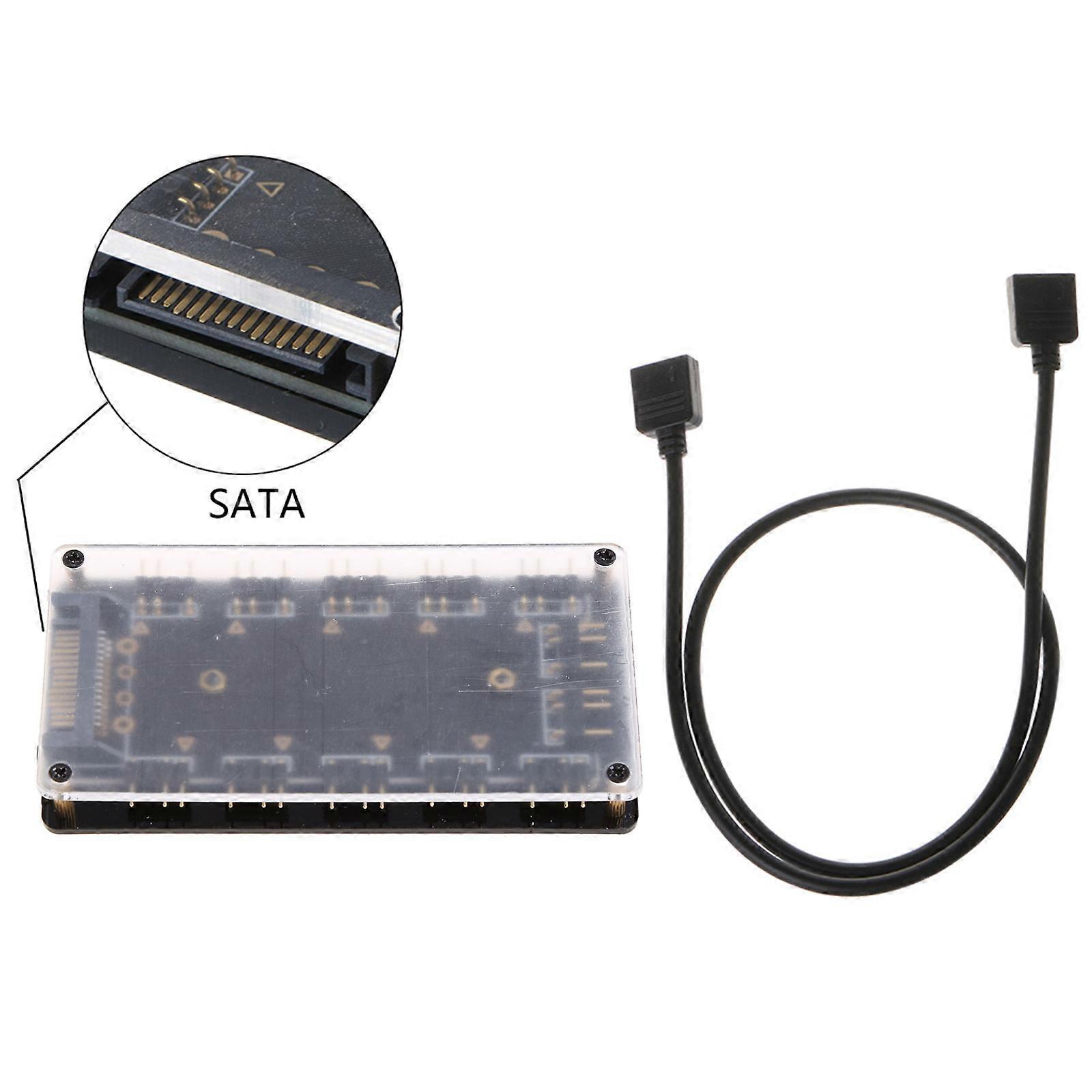 5V 3Pin ARGB with Sata 4D Power Hub 10 Way Sync RGB Lighting PCB Splitter for Extended Motherboard Interface Orange