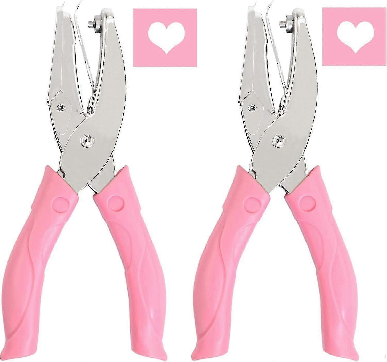 2 Pack 1/4 Inch Heart Shaped Metal Single Handheld Hole Punch for Paper with Soft Grip