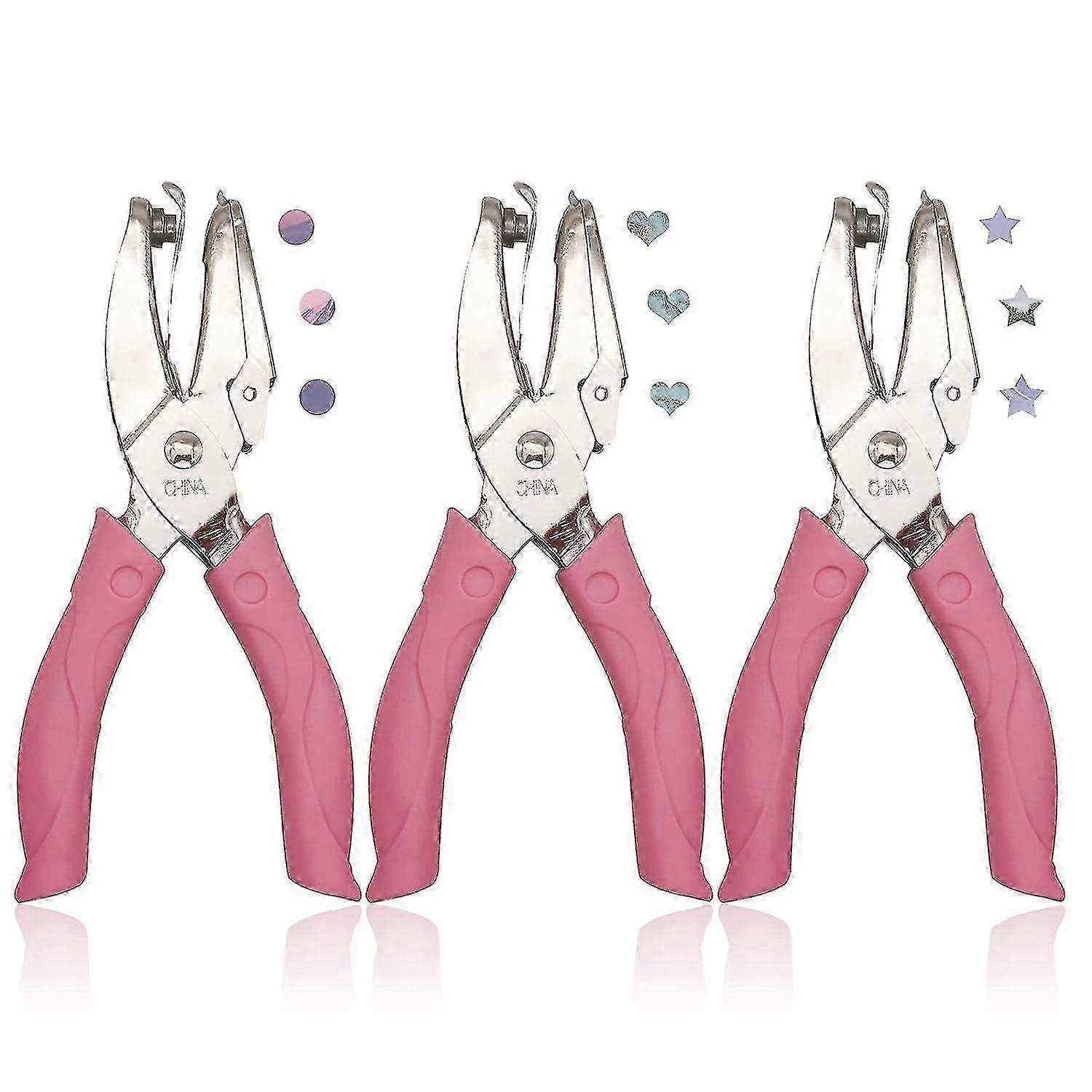 3 Pieces Handheld Hole Punch Paper Puncher Single Hole Punch Metal Single HandHeld Paper Puncher with Soft Handheld Grip for DIY Craft Shape Paper Cut