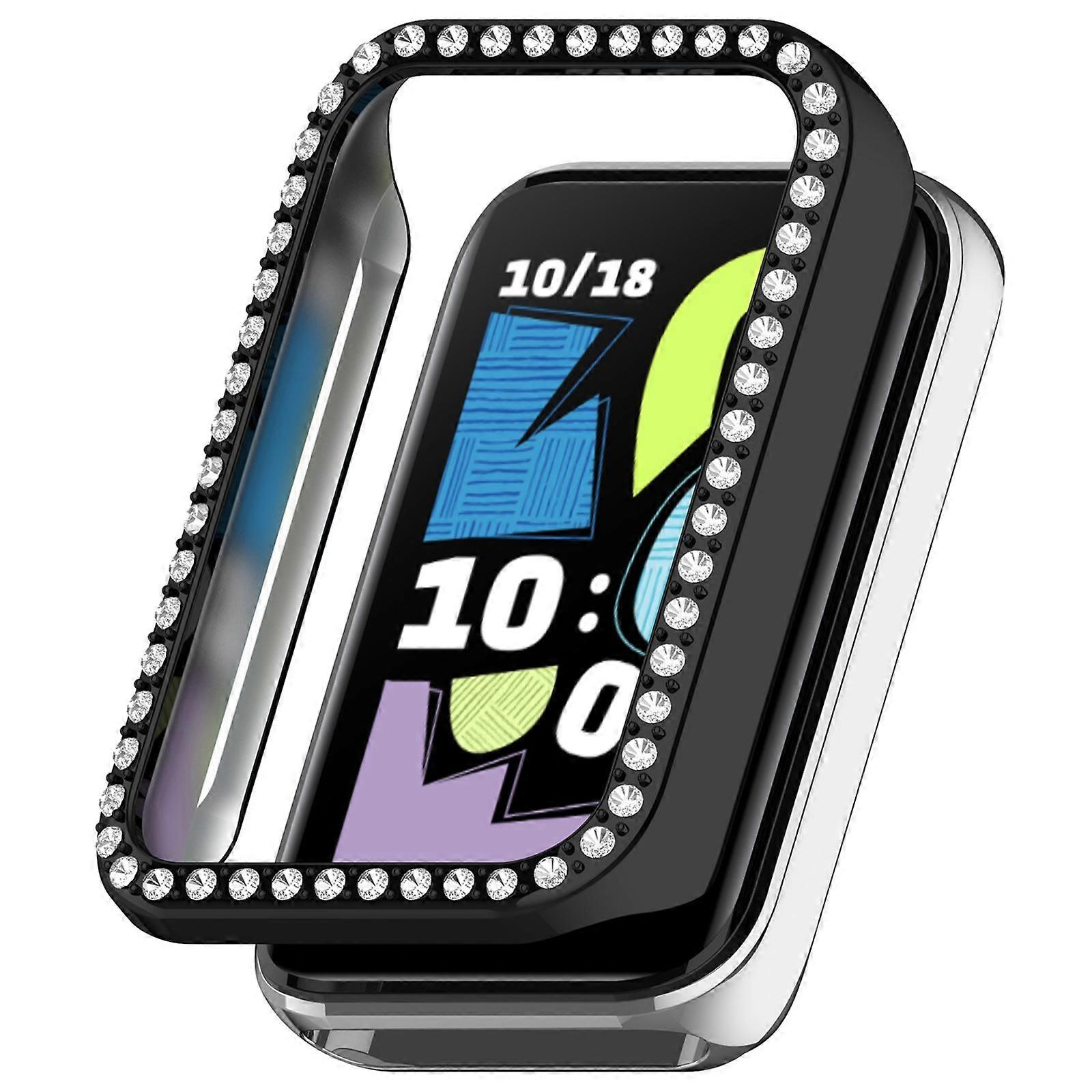 Single Row Diamond Half Coverage Hollow PC Watch Protective Case For Honor Band 10