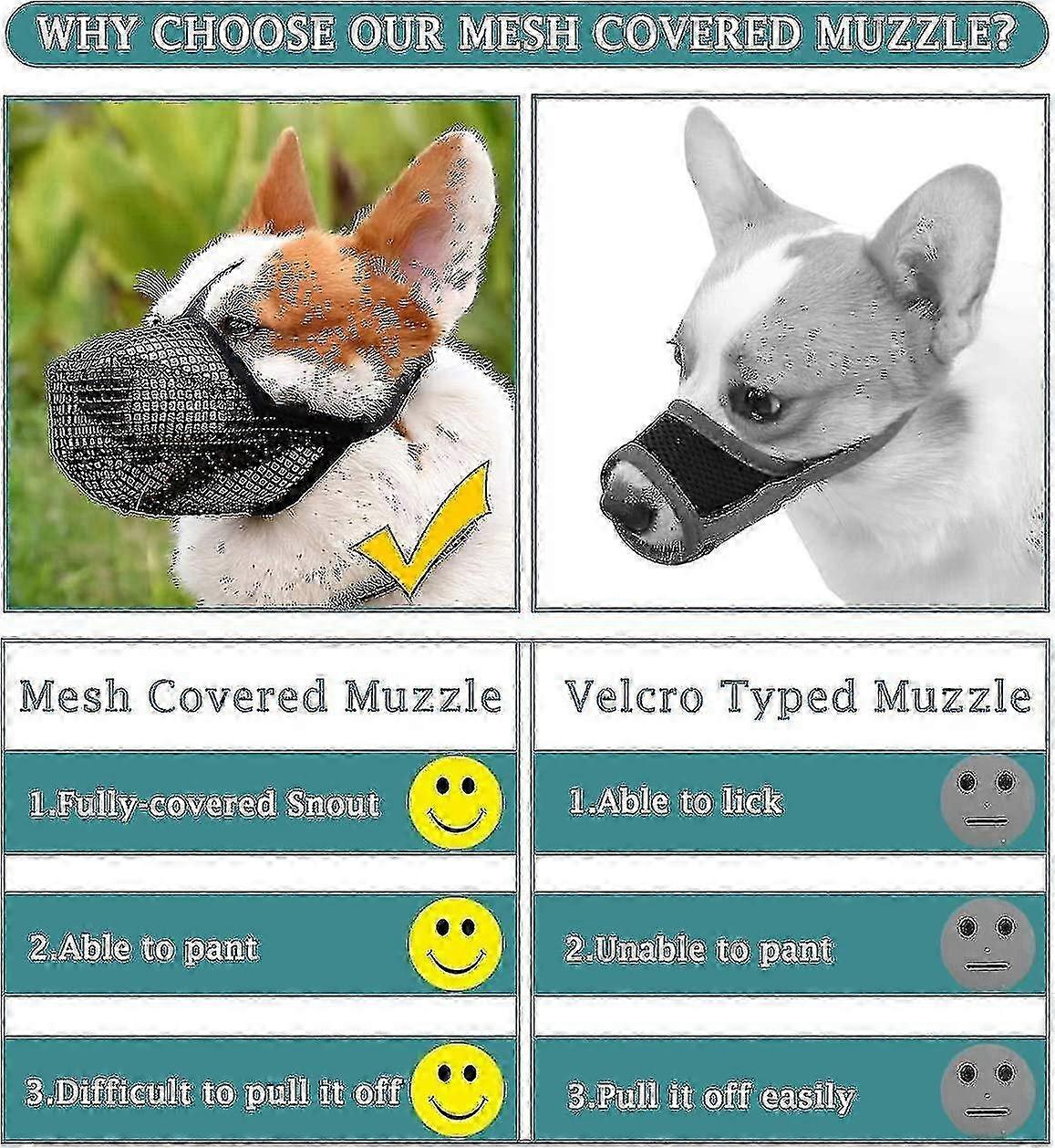 Adjustable Soft Mesh Dog Muzzle with Comfort Straps for Small, Medium & Large Breeds