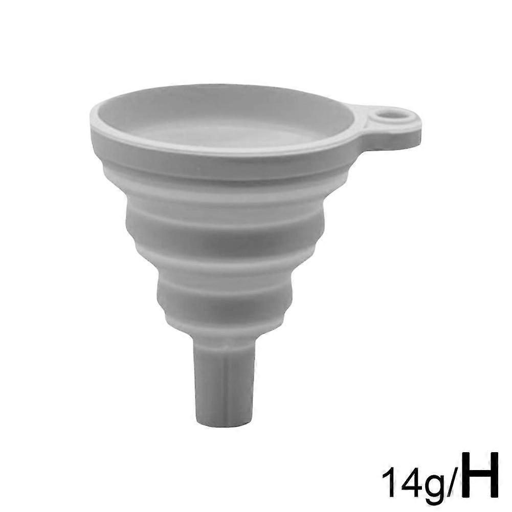 Gray 14g (H)$Silicone food grade liquid separation filter funnel portable foldable telescopic oil funnel mini round large silicone funnel