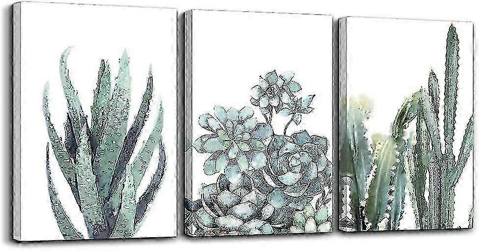 Canvas Wall Art for Living Room, Bathroom, and Bedroom Decor, Suitable for Kitchen Artwork with Green Plant Prints