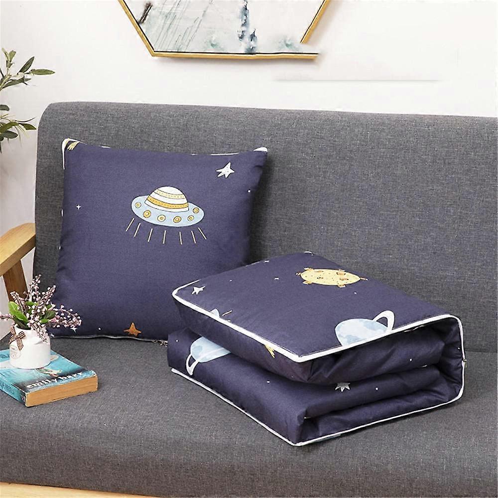 Cushion Blanket 2 in 1 Travel Blanket Cushion Quilt Multifunctional Pillow (Blue Universe)