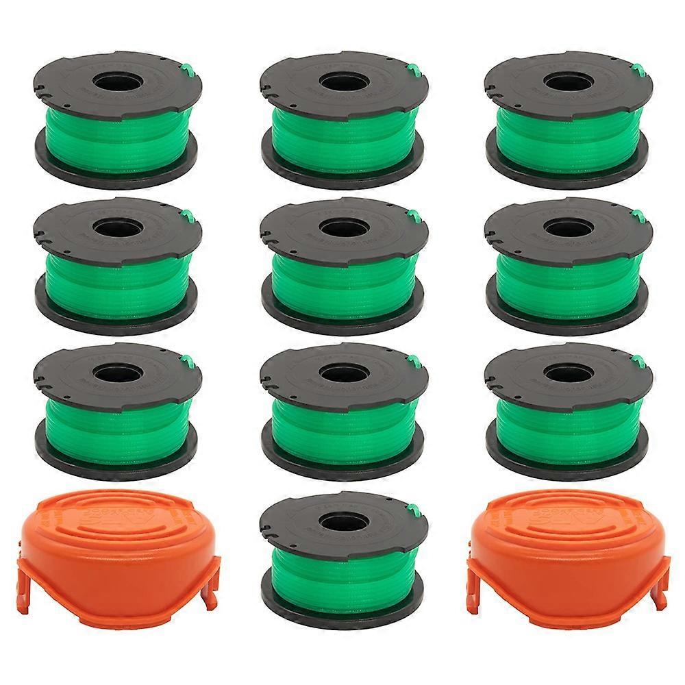 2 Spool Cap + 10 Replacement Spool for Black & Decker GH3000 GH3000R LST540 LST540B Lawn Mower S