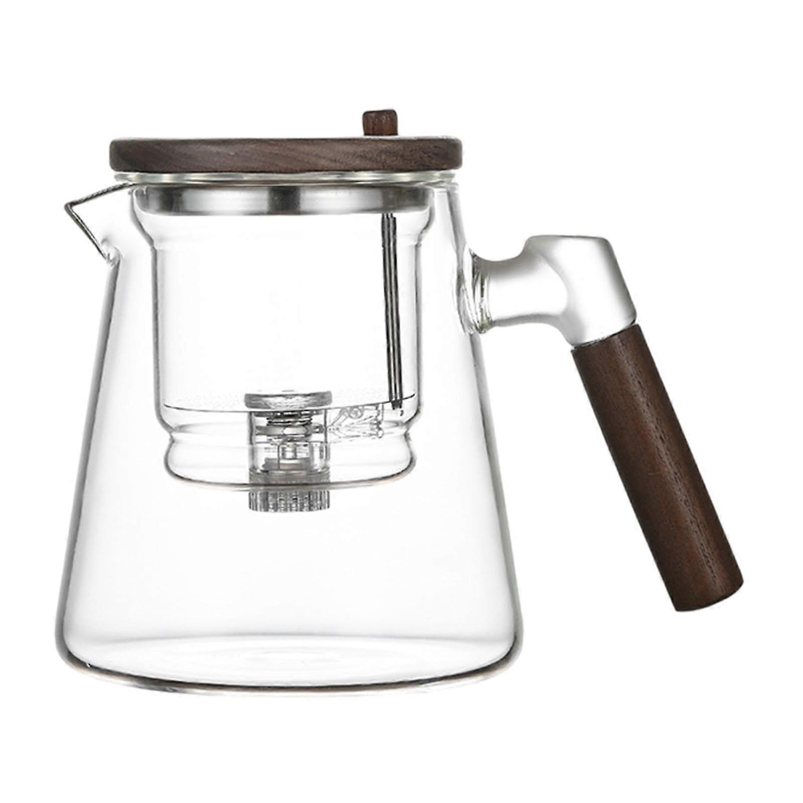 Enchantipot Teapot 750ml Glass Teapot with Wooden Handle for Tea Water Separation Transparent Design