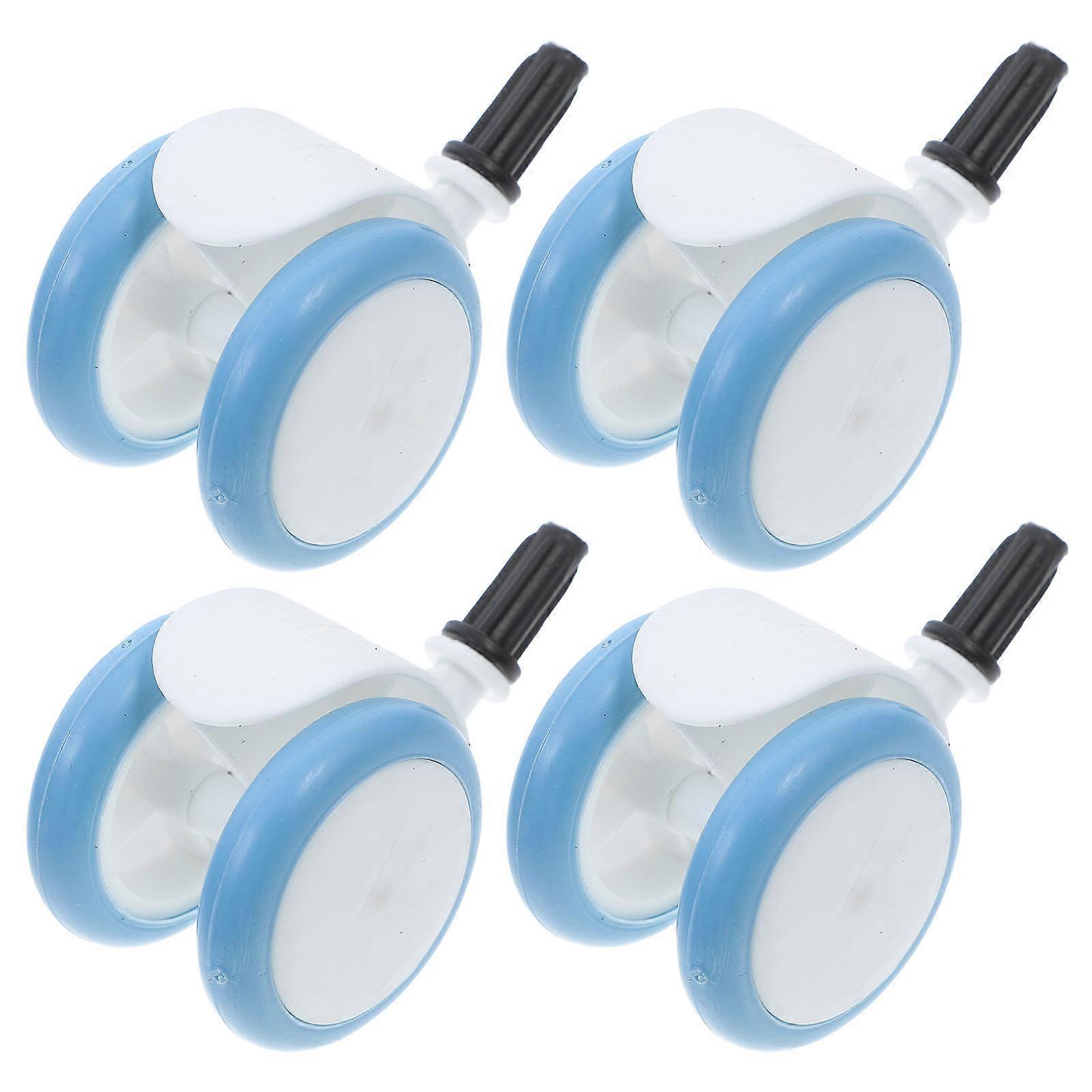 4pcs Replacement Blue Plastic & Rubber Stroller Walker Wheels for Playpens & Rolling Carts – Durable, Wear Resistant, Smooth Rolling Casters Easy to