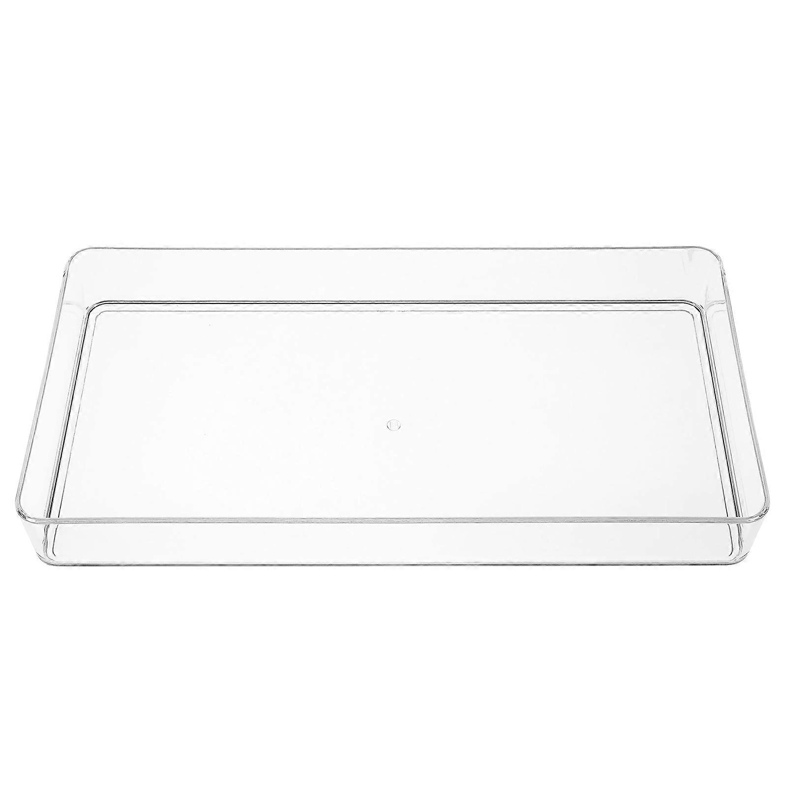 Cutlery Organizer Transparent Rectangular Drawer Divider Tray for Kitchen Utensils 34.00X17.00X4.60CM 1Pcs