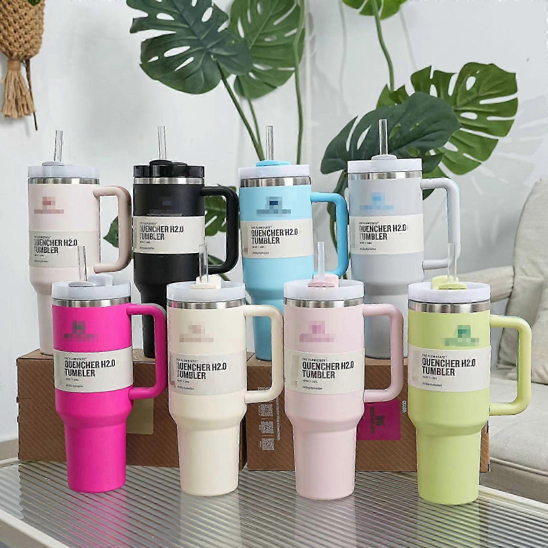 Isolert glass i rustfritt stål med lokk og sugerør for vann, iste, kaffe, smoothies og mer