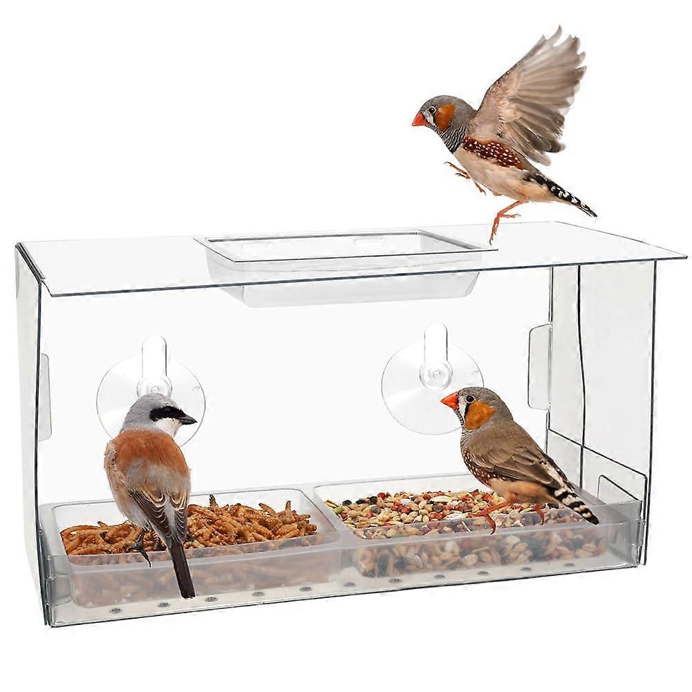 Window Bird Feeder with Strong Suction Cups for Easy Viewing, Clear Acrylic Design, Ideal for Backyard Bird Watching