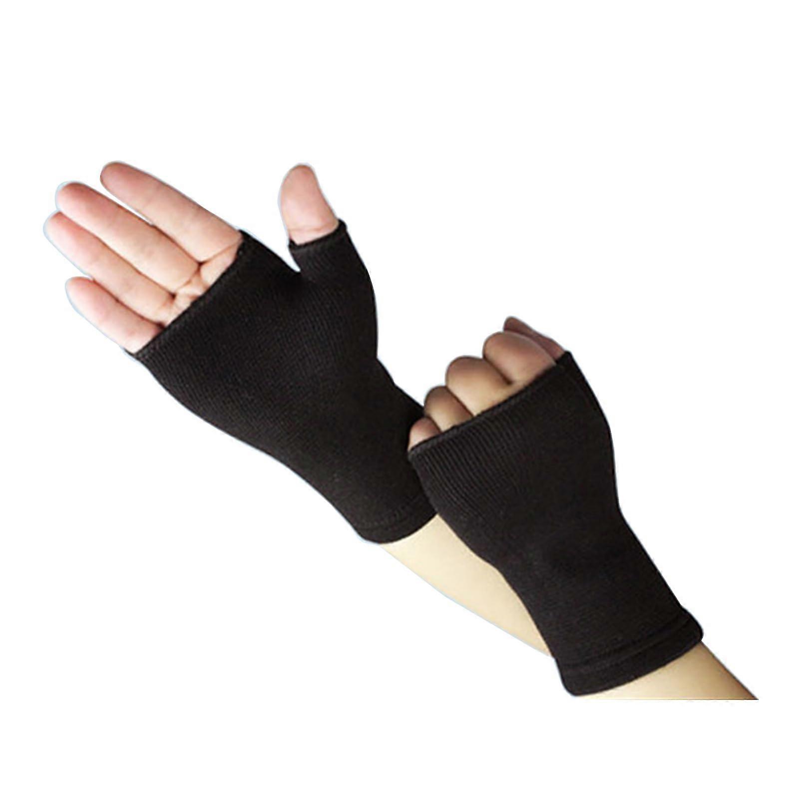 Unisex Wrist Thumb Sleeve Fingerless Wrist Hand Gloves Compression Gloves Sports Brace Compression Hand Thumb Sleeve Fingerless Sports Brace Black
