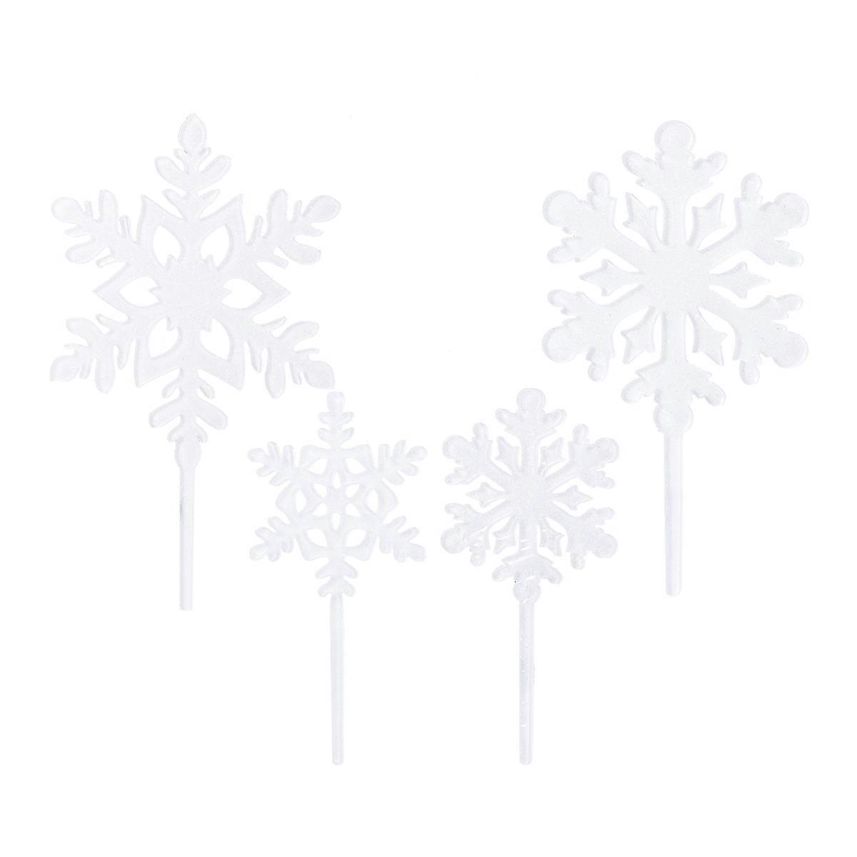 Cake Toppers Snowflake Picks Food Decoration Christmas Party Cakes Ice Cream 8Set