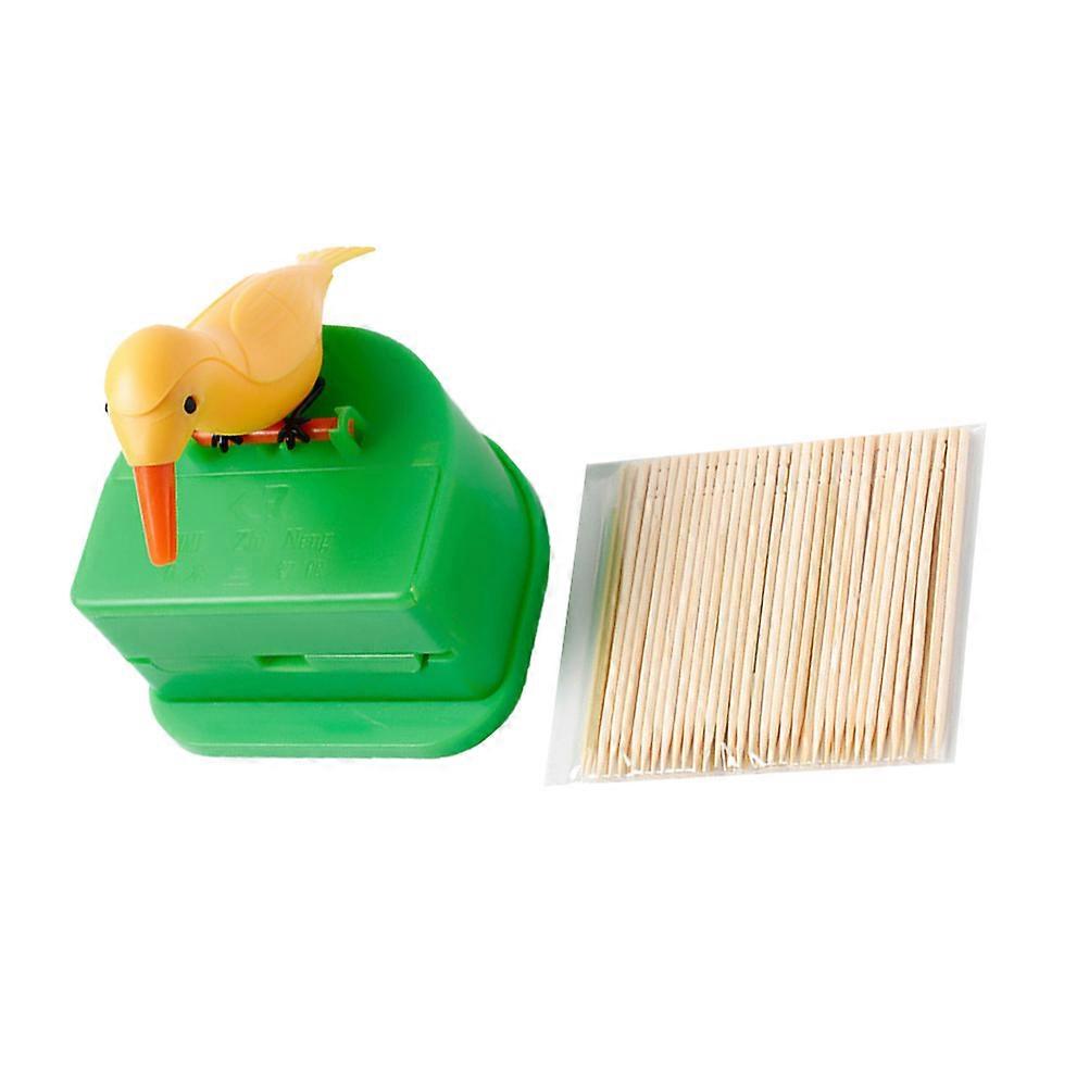 Decorative Toothpick Box Bird Shape Automatic Toothpick Holder Wood Material Home Room Decoration 7x9x4cm 1Pcs