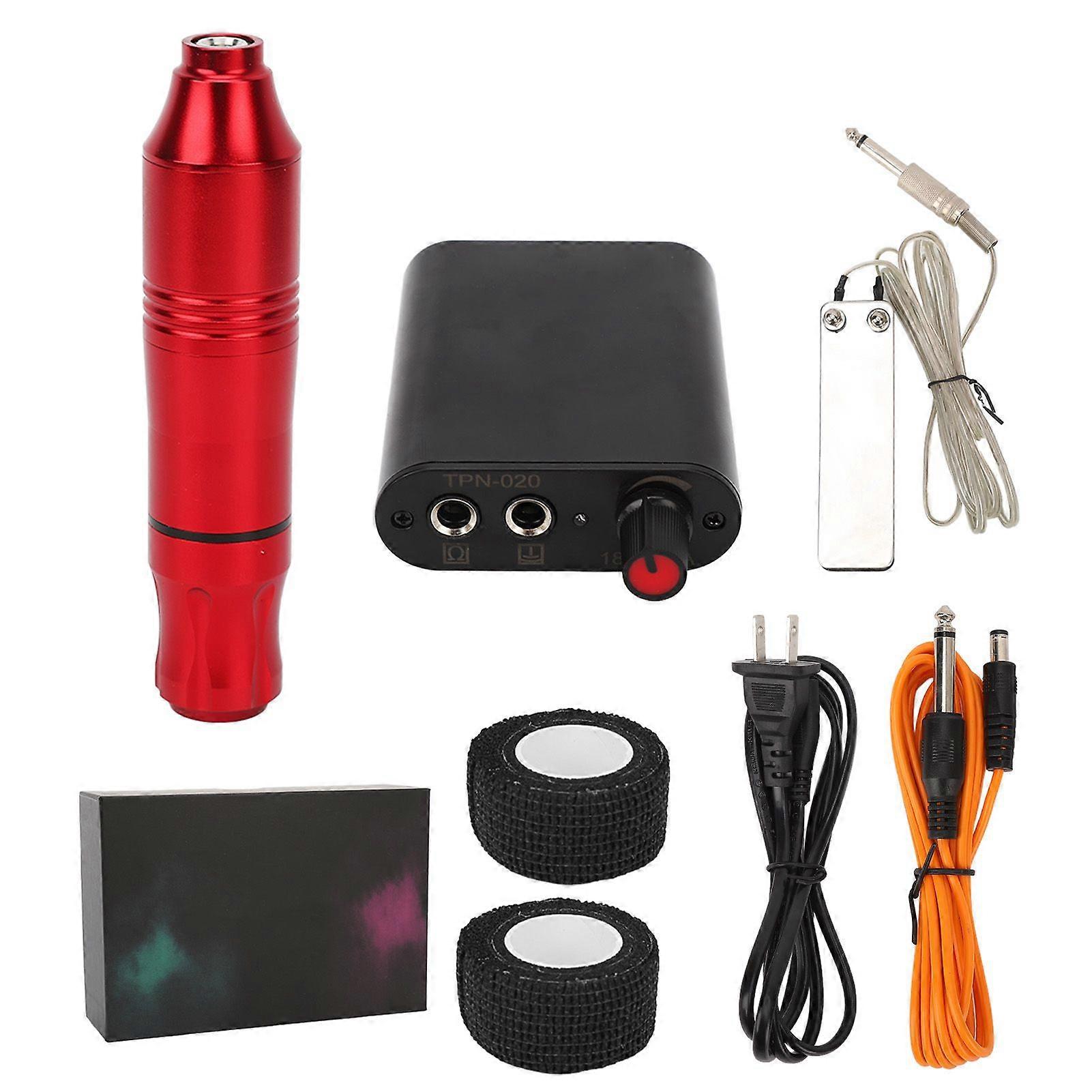 2025 Latest Model Red DC Tattoo Pen Set Black Lightweight Tattoo Power Supply ...