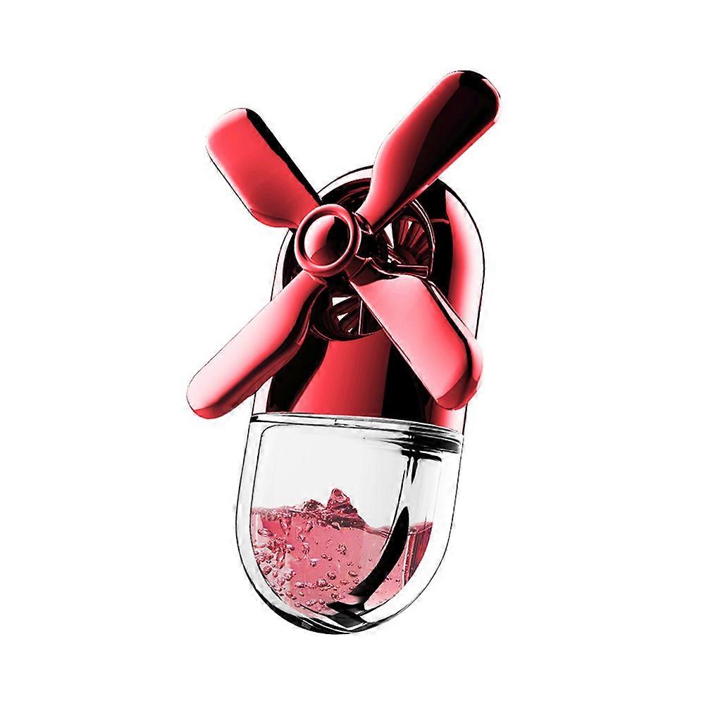Creative Car Diffuser ABS Material Car Propeller Fan Shaped Aromatherapy Diffuser Air Freshener For Car Use Red 1Set