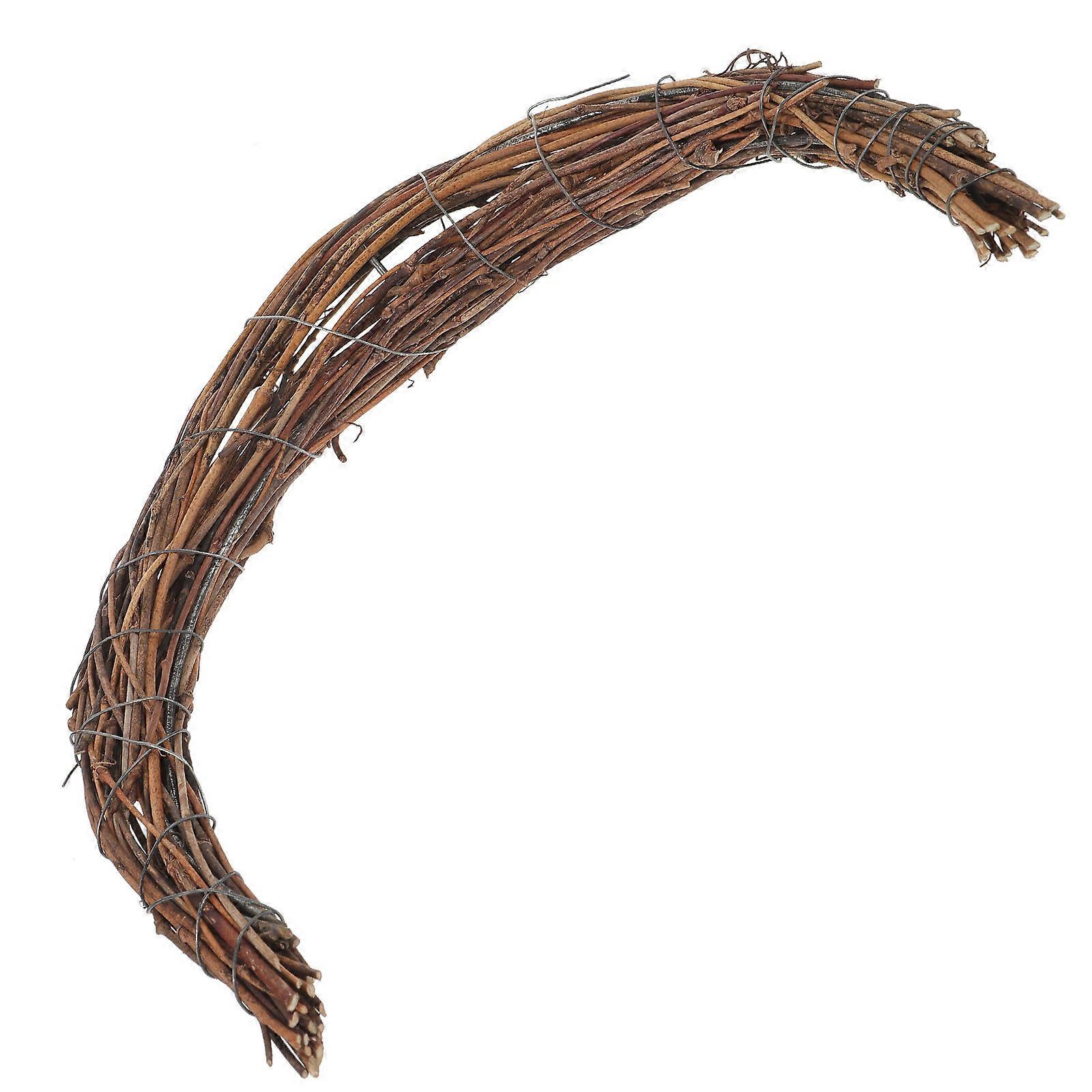 Natural Rattan Moon Wreath DIY Craft Frame for Holiday Hanging Decor – Rustic Vine Style Wall Decoration for Christmas, Easter, Thanksgiving