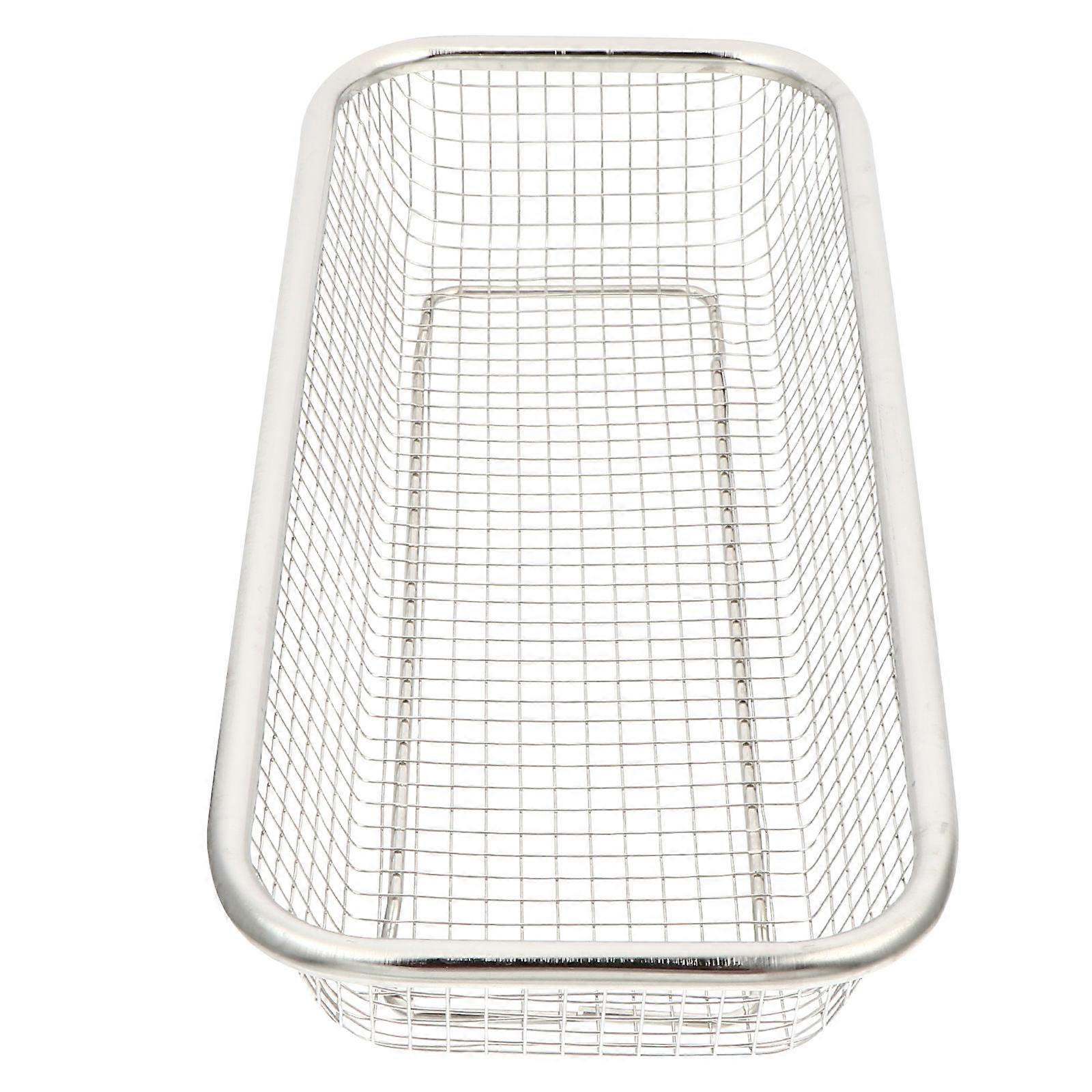 Kitchen Supplies Stainless Steel Drain Basket Rectangular Mesh Draining 1Pcs