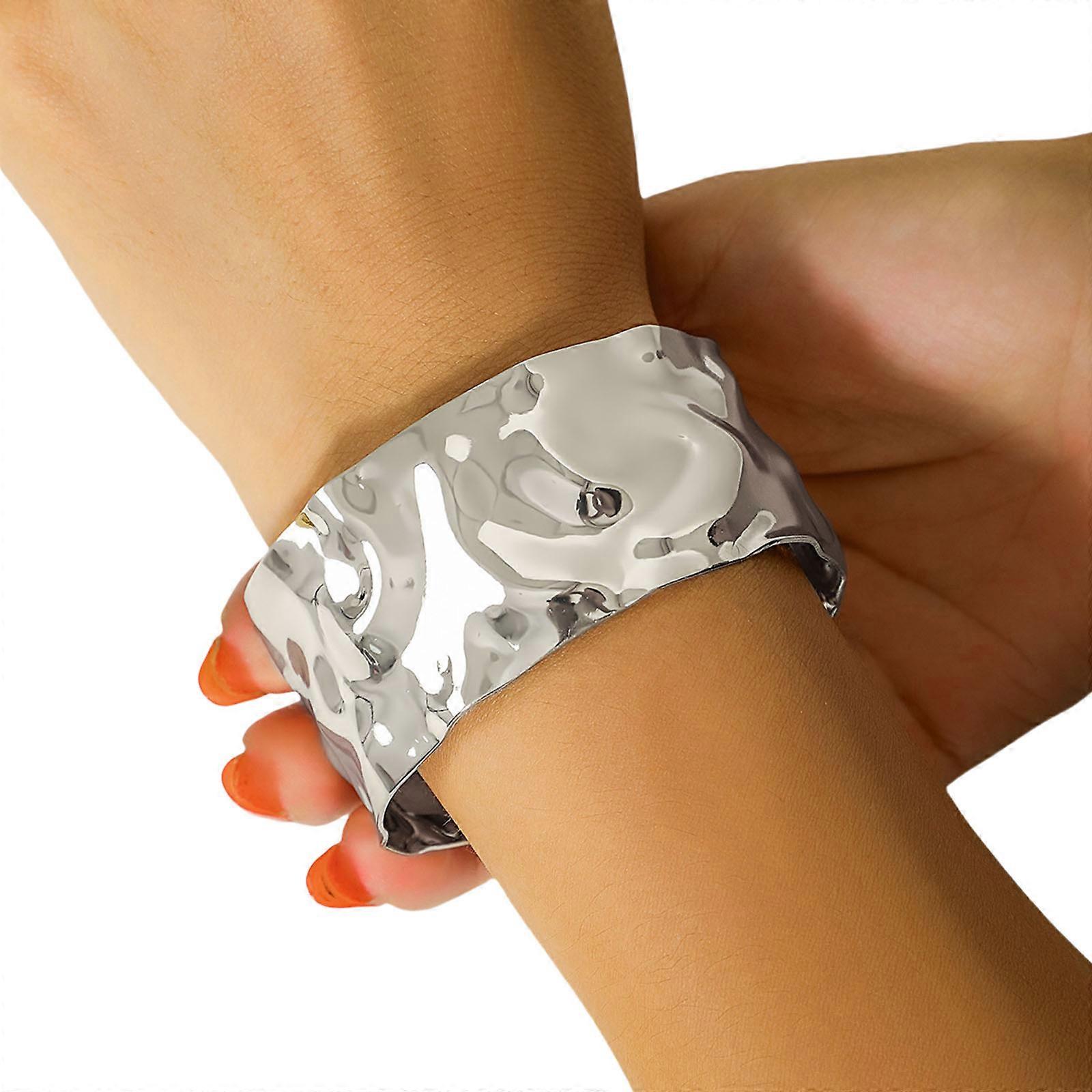 Modern Gothic Iron Bangle With Distressed Texture And Angular V Cut Edge Punk Wrist Jewelry For Everyday Wear