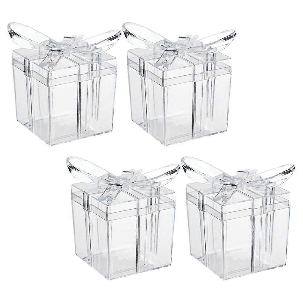 present Package Box Romantic Candy Wrapping Box Transparent 8x6x6cm For Couples 4Set