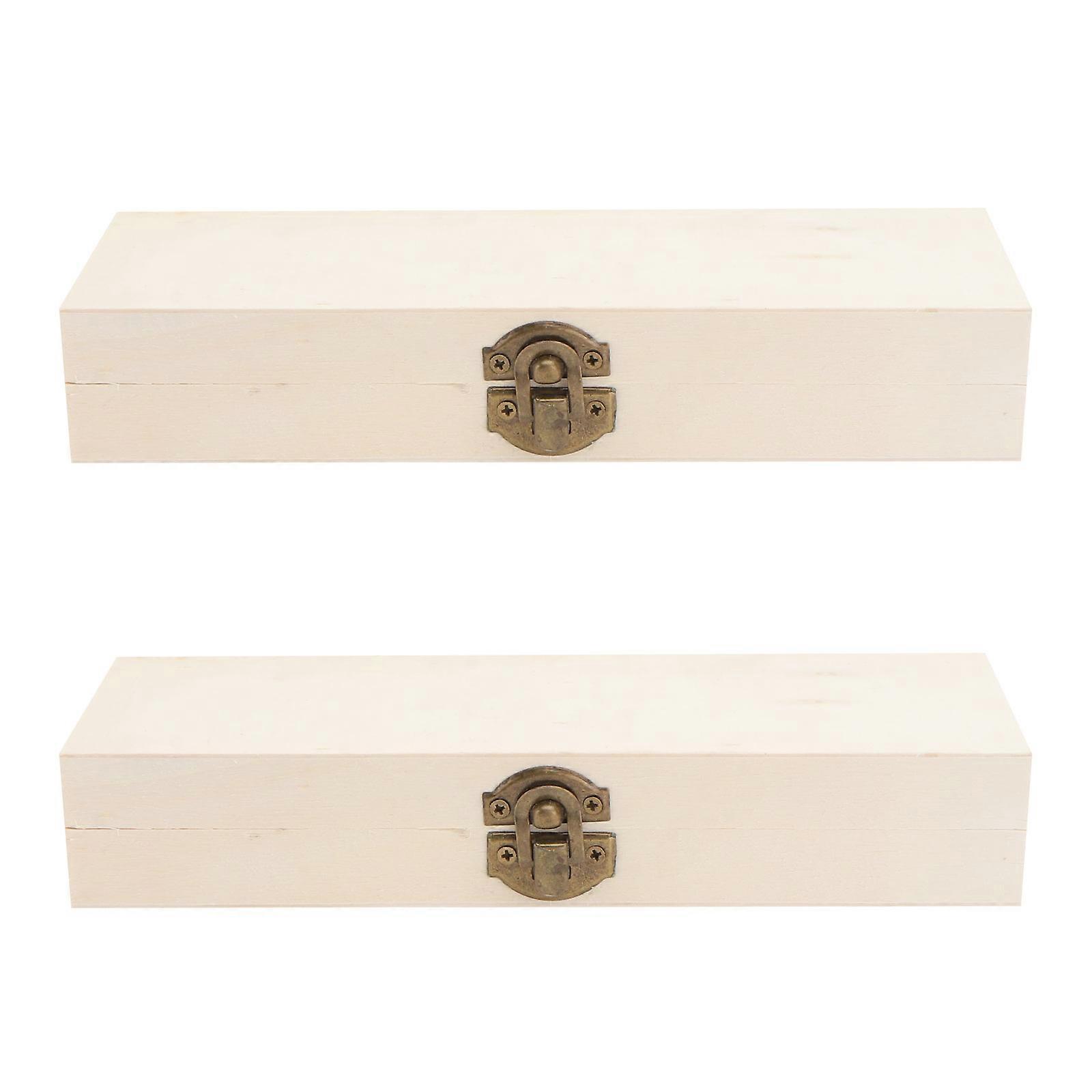 Wooden Pencil Case Retro Stationery Box for Students, 2PCS Storage Container for Pencils and Tools, Beige Design