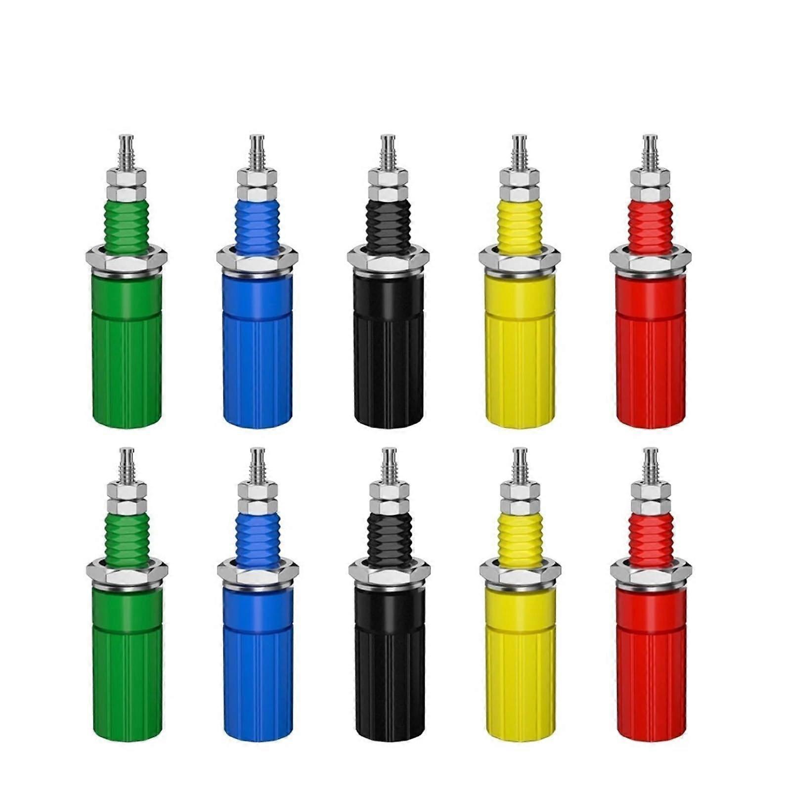 Banana jack, Binding Postconnection, Speaker connection, 10 Pieces 4 mm Nut Plug Jack Electrical DIY Parts J.50006(Mix Colors)
