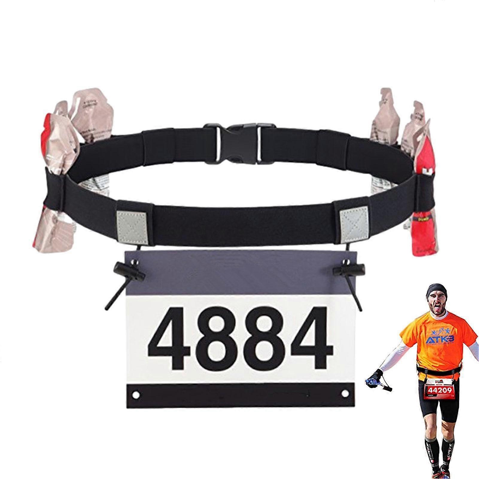 triathlon Running Race Number Belt with Energy Gel Hoops, black Ref: 3899