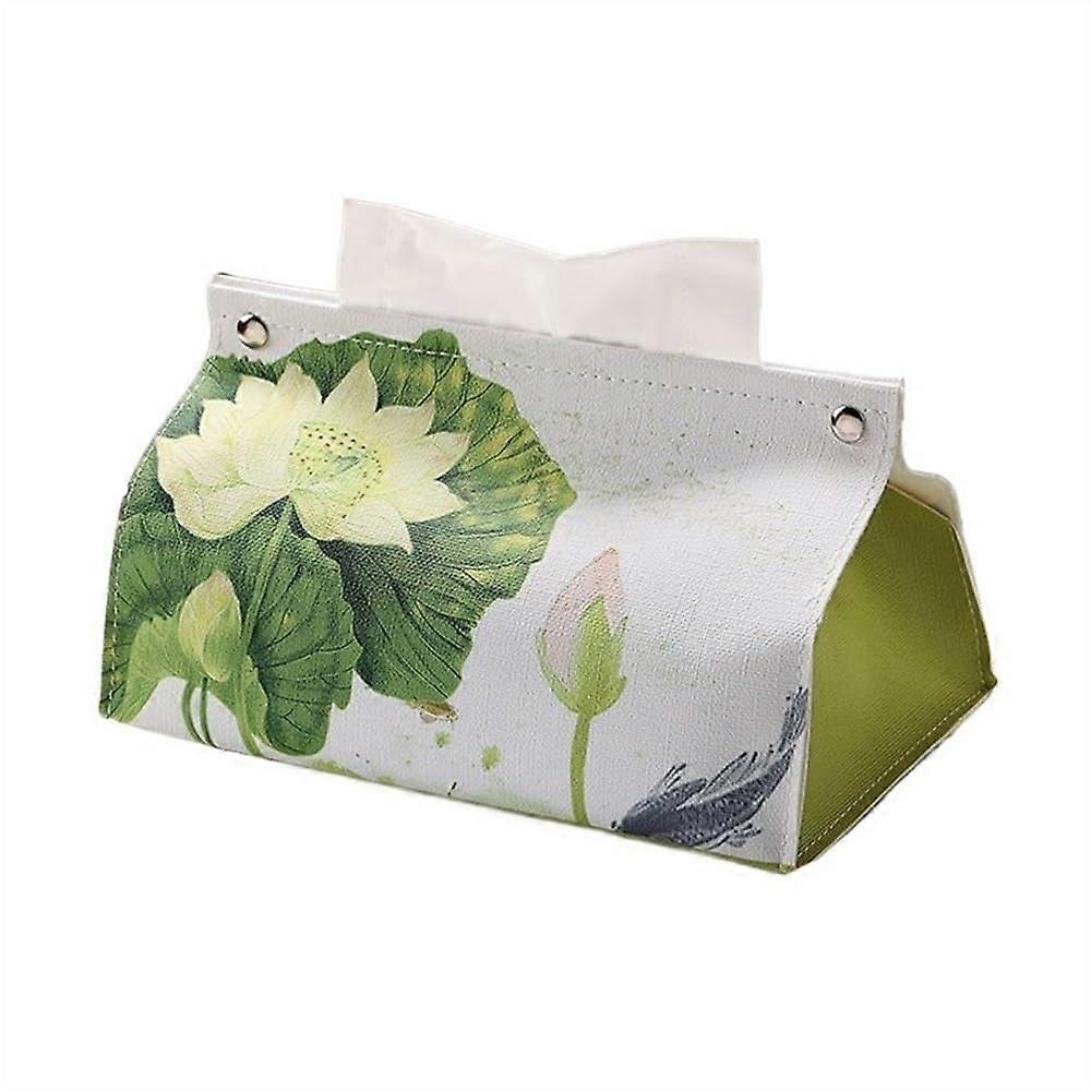 Chinese retro household organizer, artificial leather tissue case (beige)