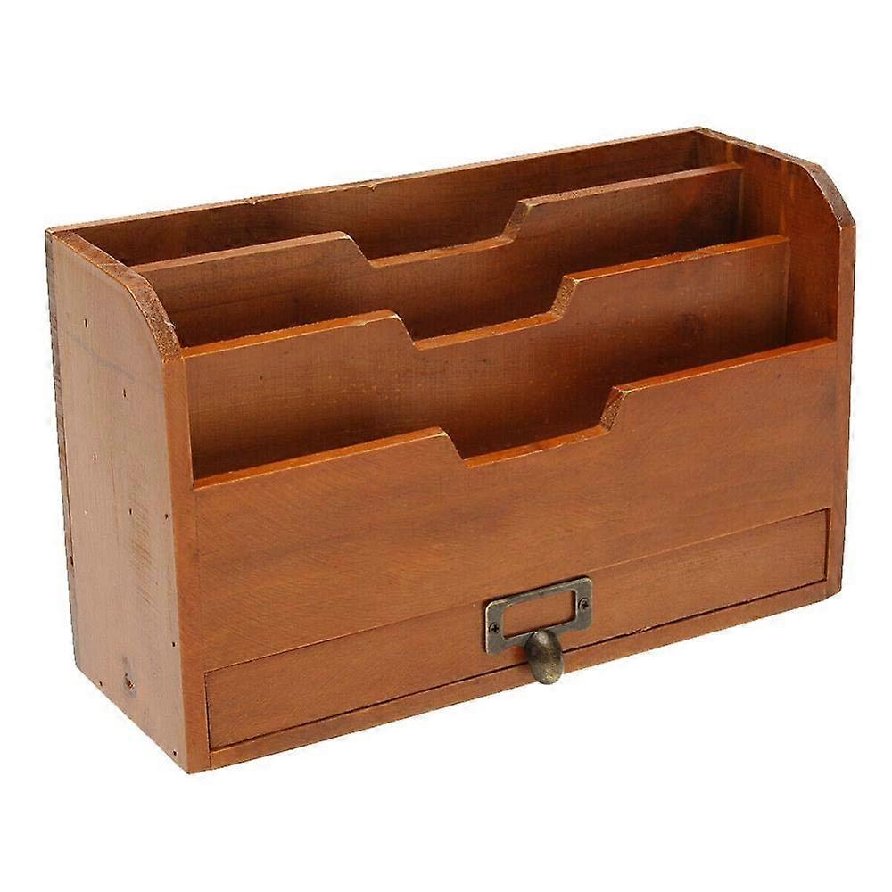 File Holder Office Supplies, Desk File Holder Paper Home Wood Vintage Letter Stand Document Card Post Mail Wall Mounted Storage